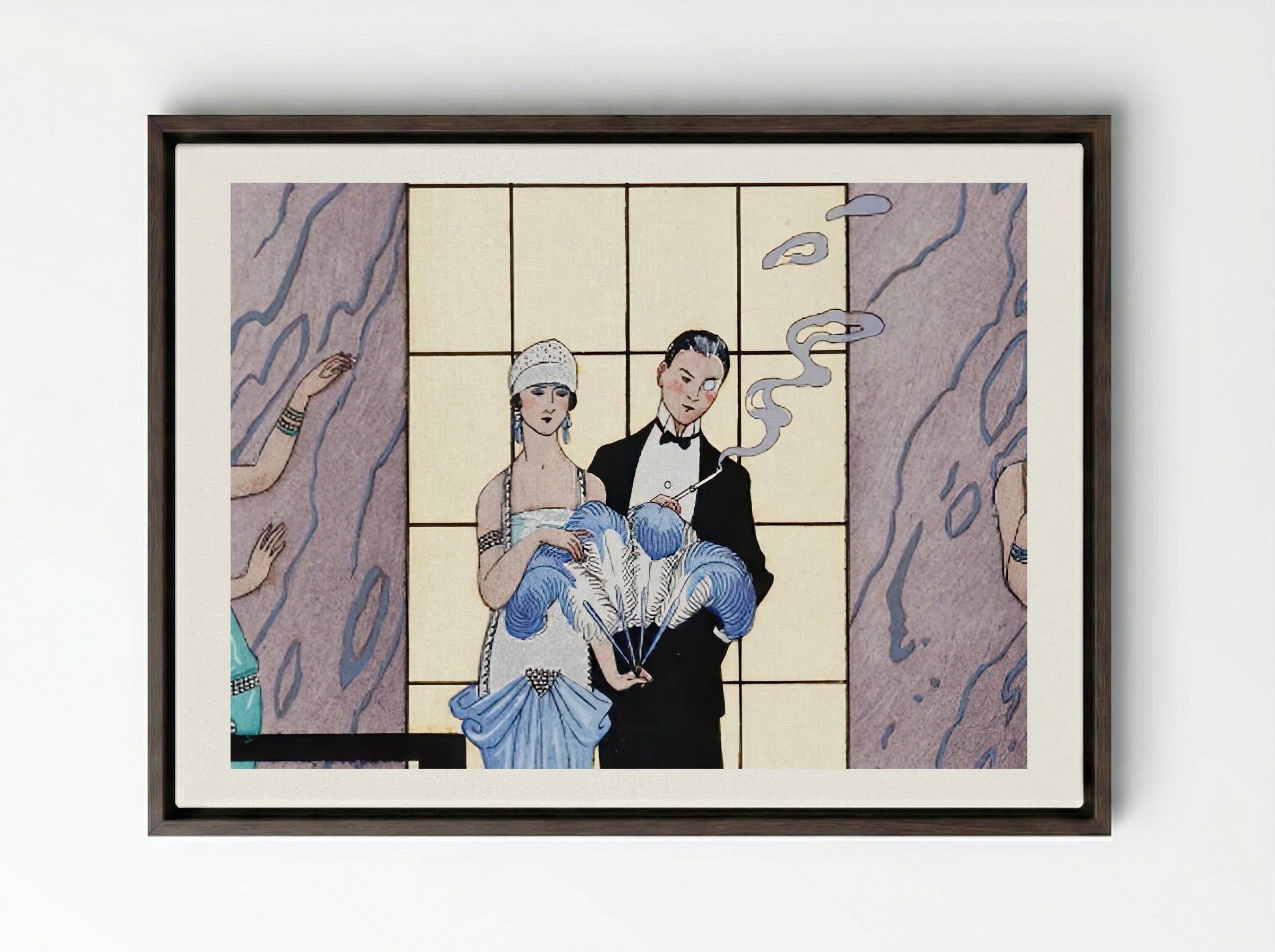Au Revoir - George Barbier - Framed Canvas Dark Wood