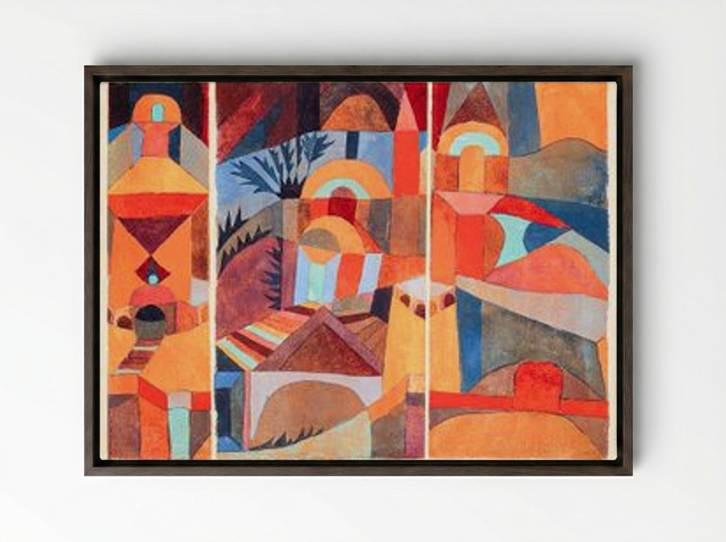 Temple Gardens - Paul Klee - Framed Canvas Dark Wood