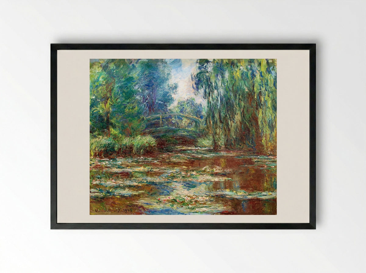 Water Lily Pond and Bridge - Claude Monet - Framed Print Black