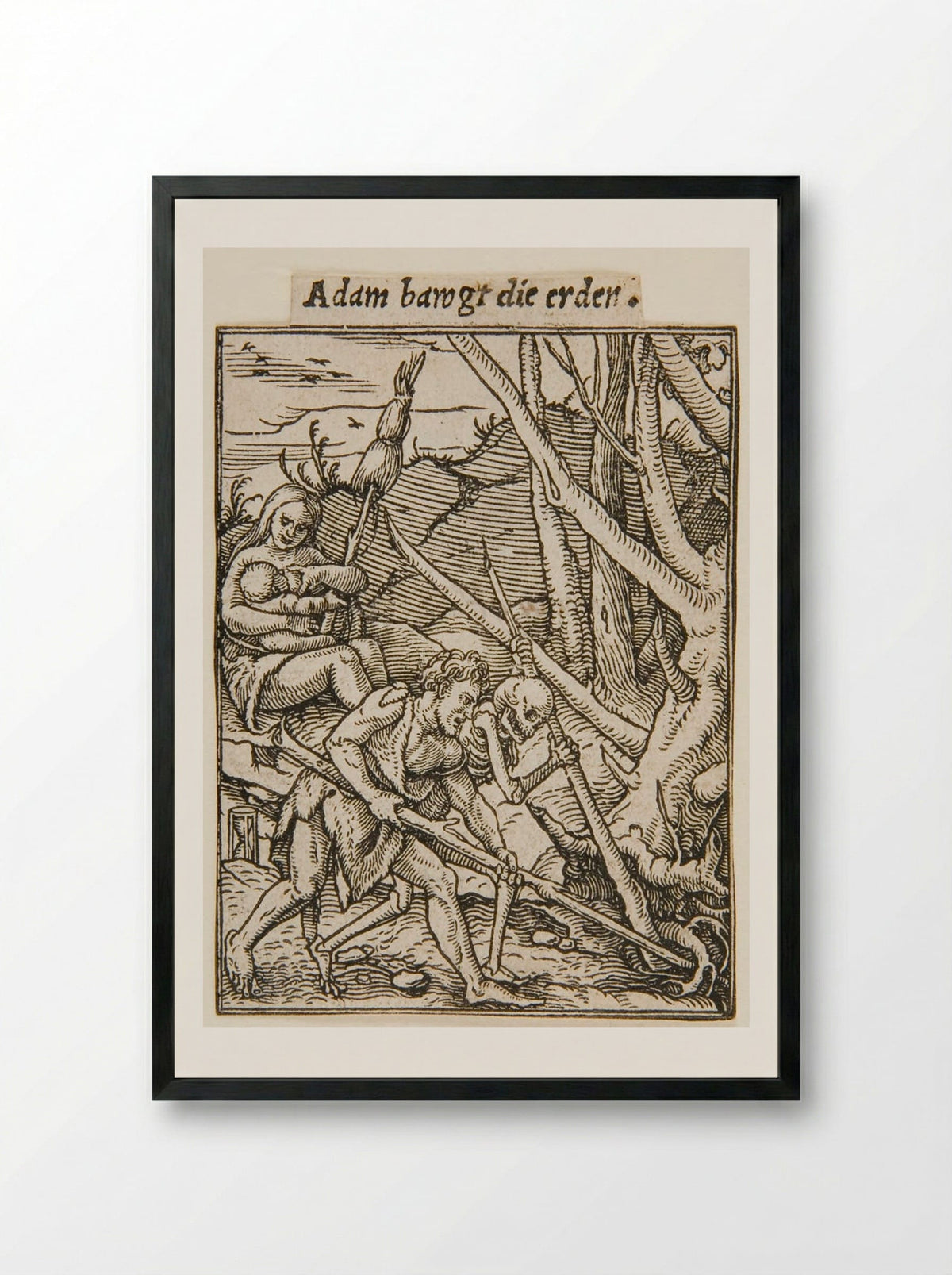 Adam Cultivating the Earth - Hans Holbein the Younger - Framed Print Black