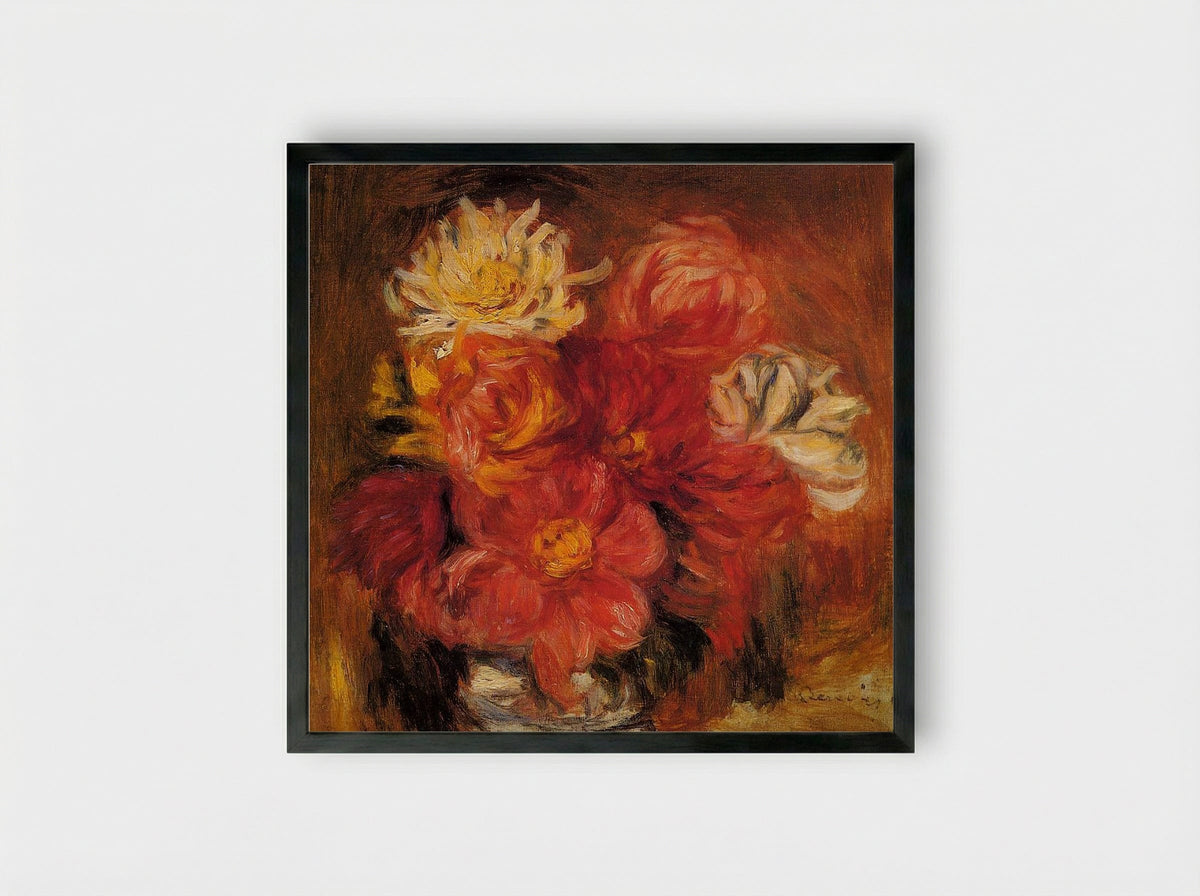 Dahlias - Pierre-Auguste Renoir - Framed Print Black