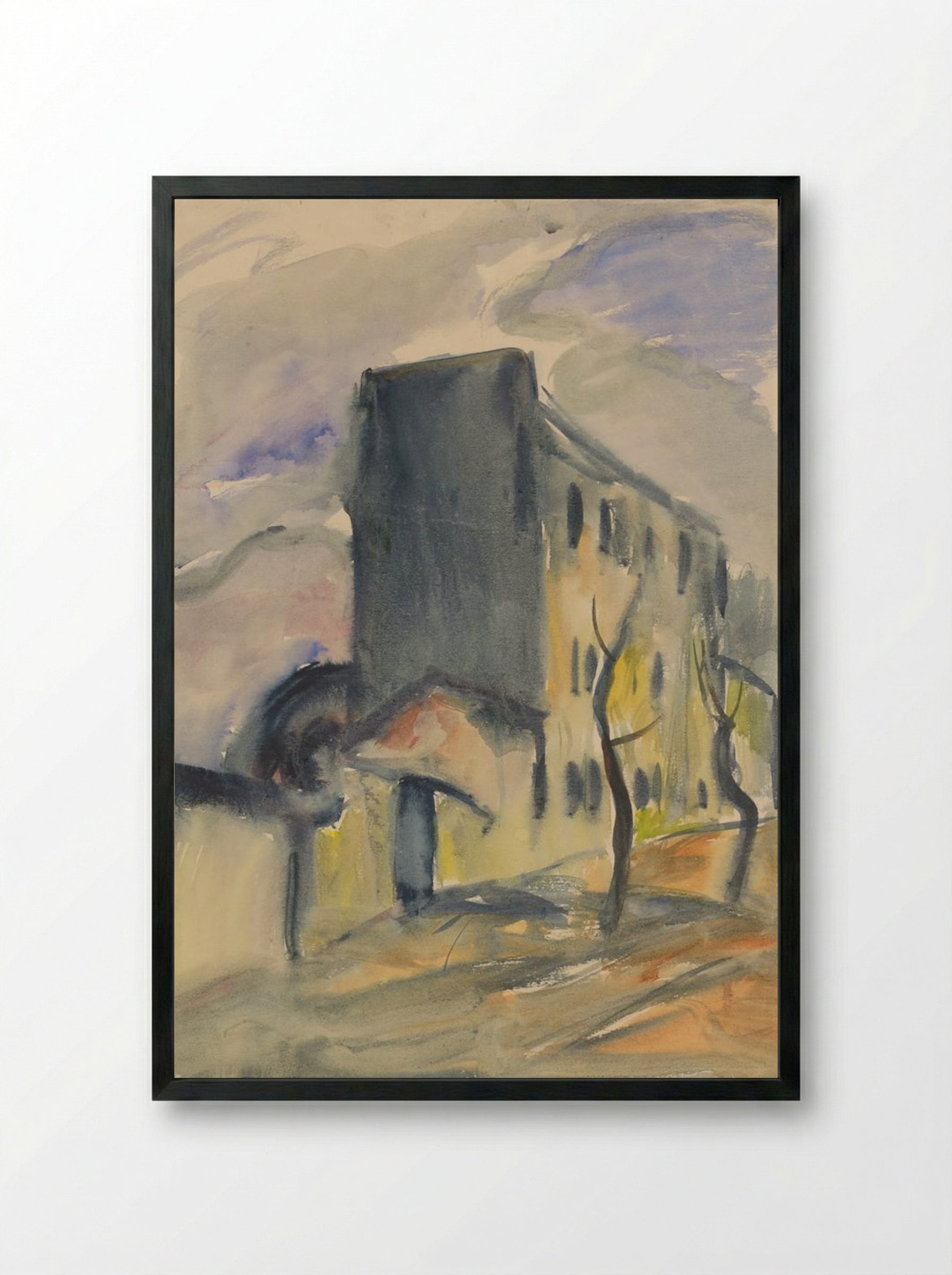 Lonely Blue House - Zolo Palugyay - Framed Print Black