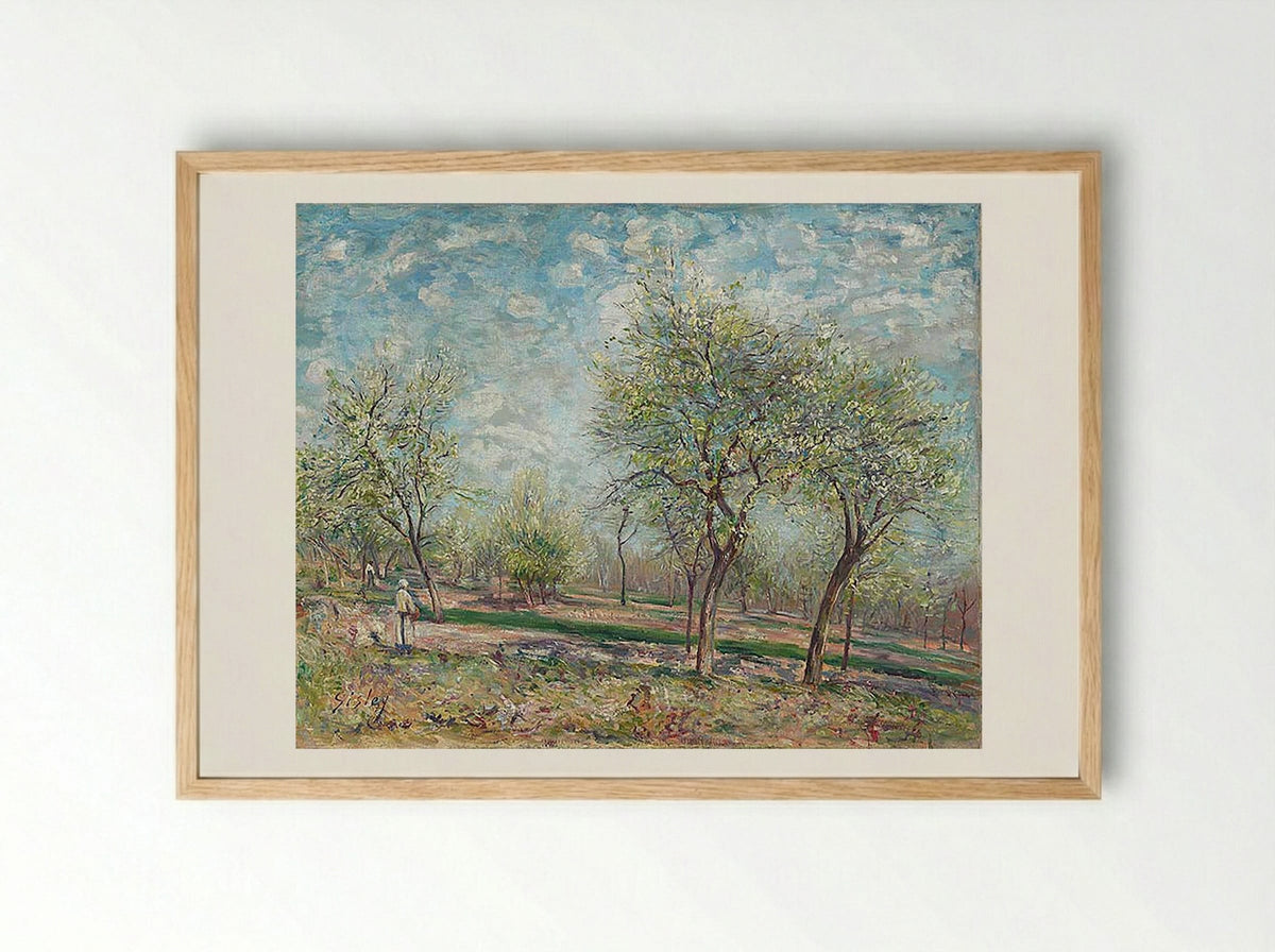 Apple Trees in Bloom - Alfred Sisley - Framed Print Wood