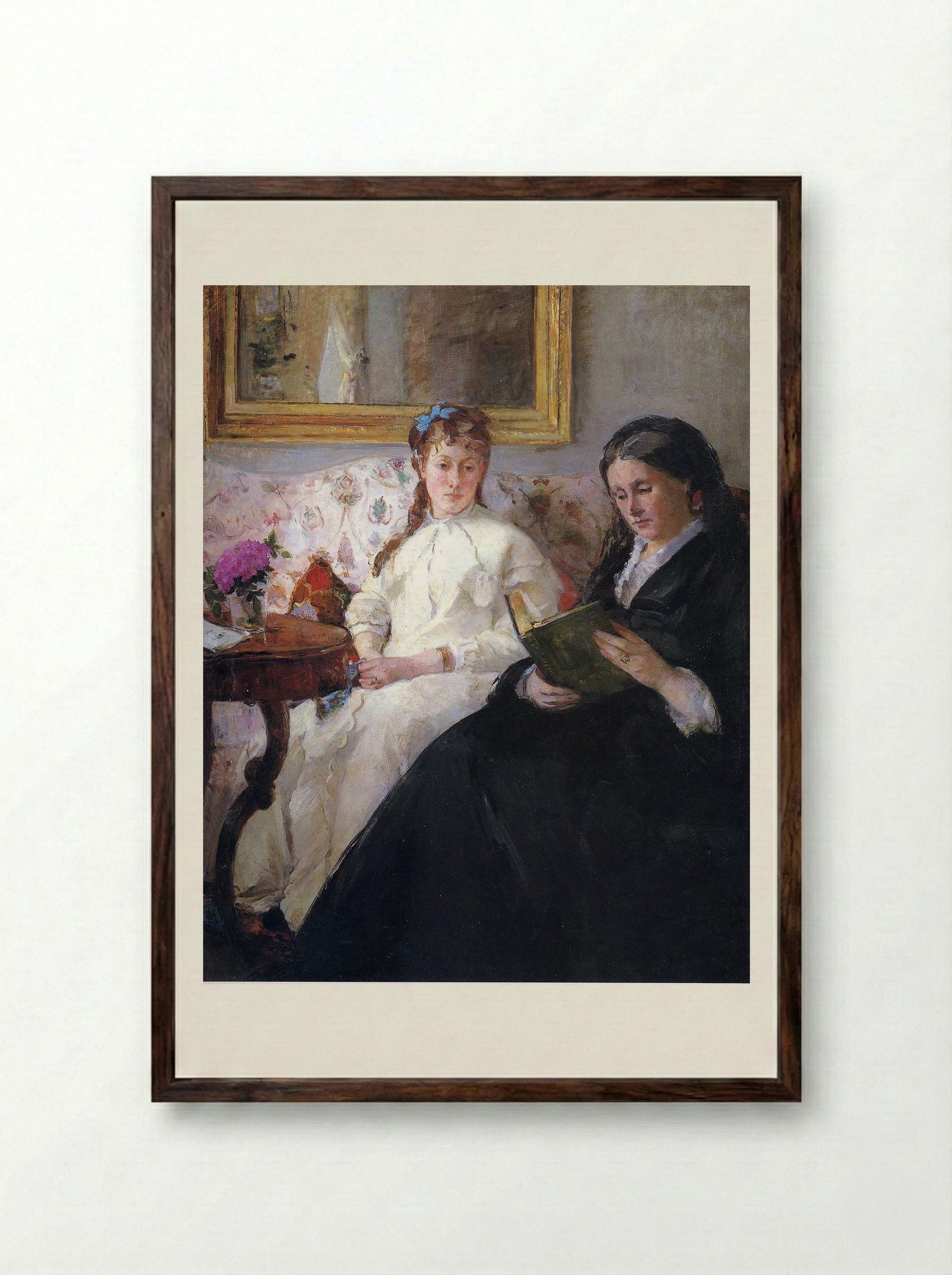 Portrait of the Artist's Mother and Sister - Berthe Morisot - Framed Print Dark Wood