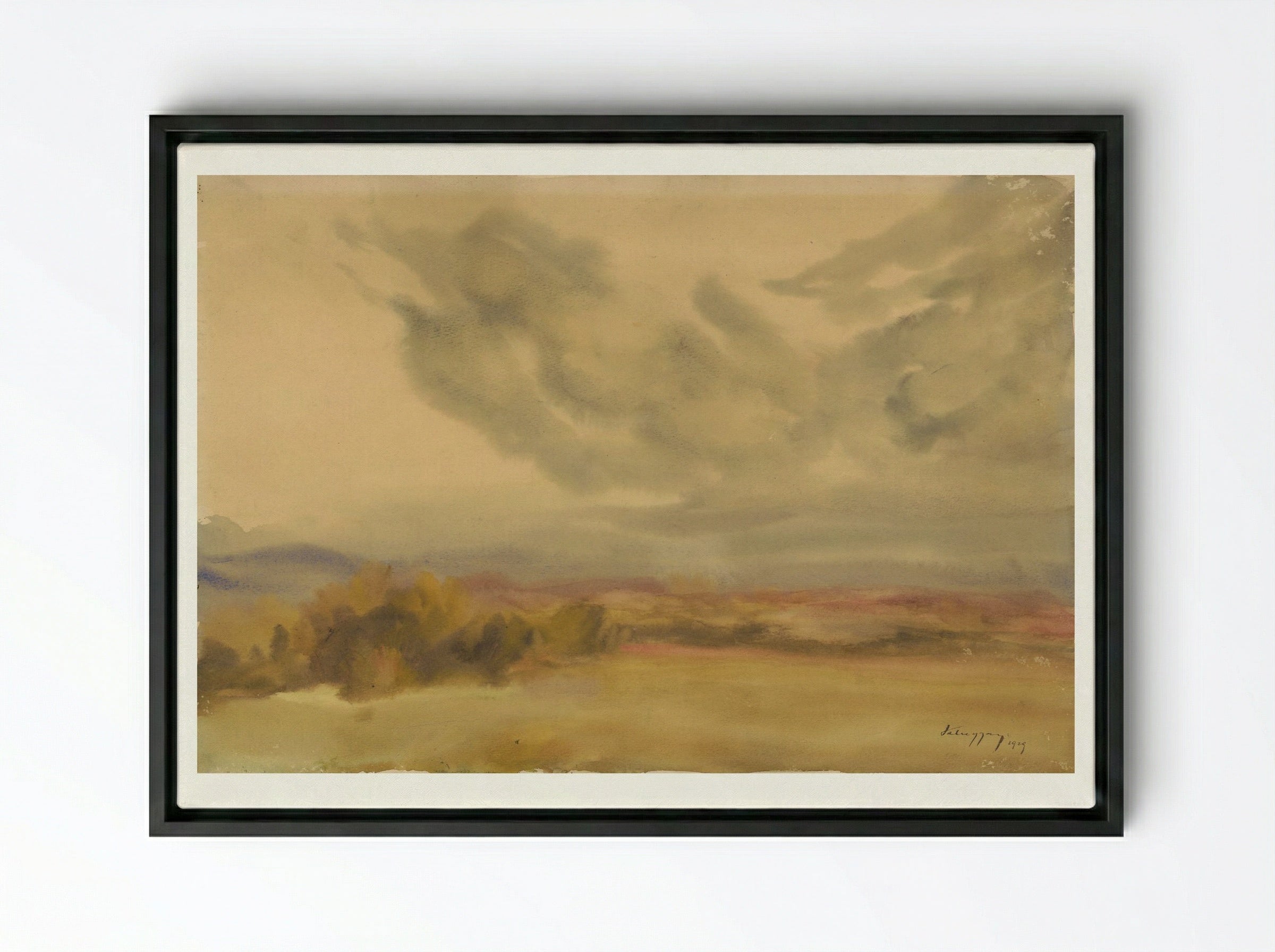 Clouds Over a Plain - Zolo Palugyay - Framed Canvas Black