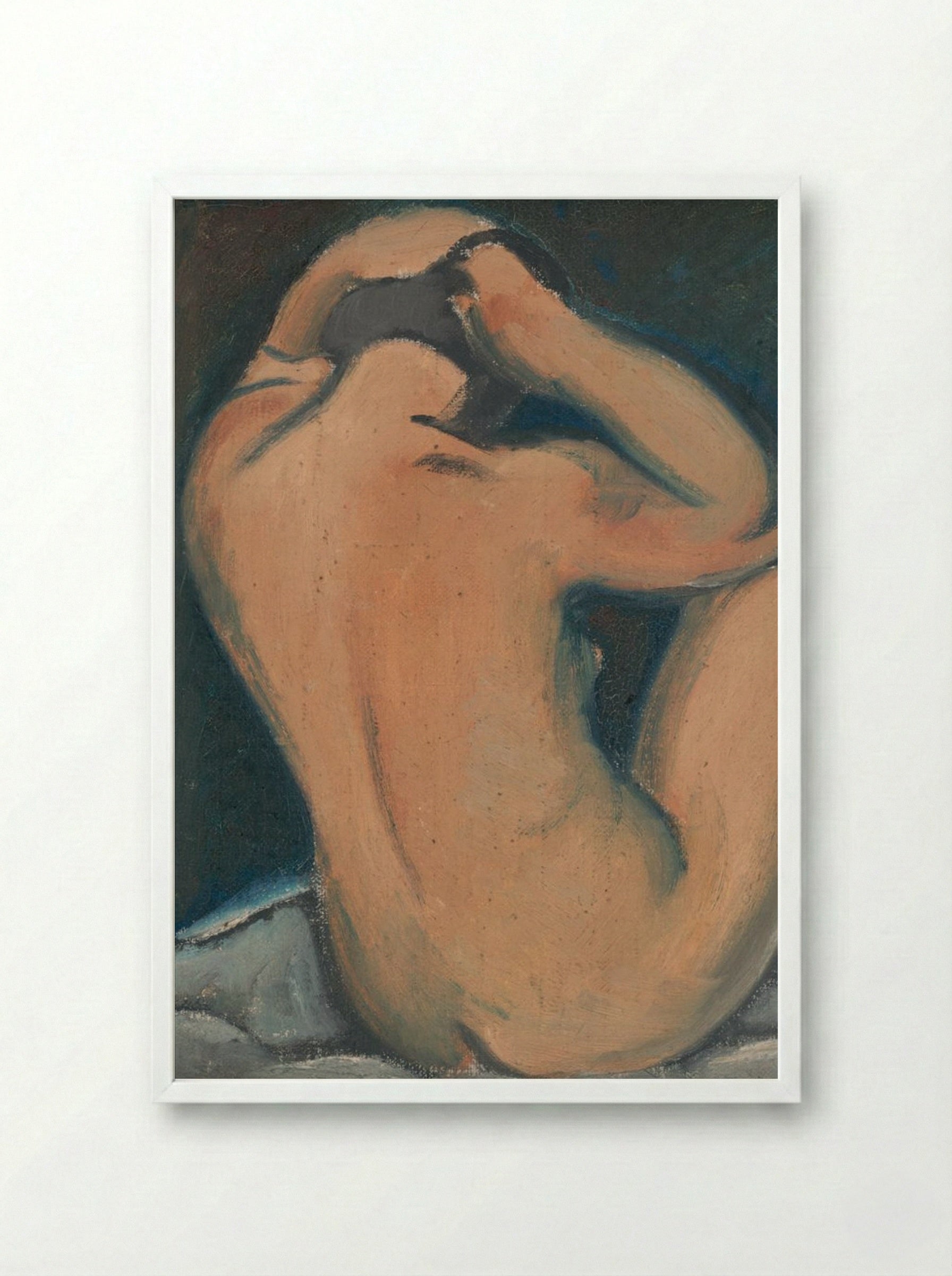 Study of a Nude - Mikuláš Galanda - Framed Print White