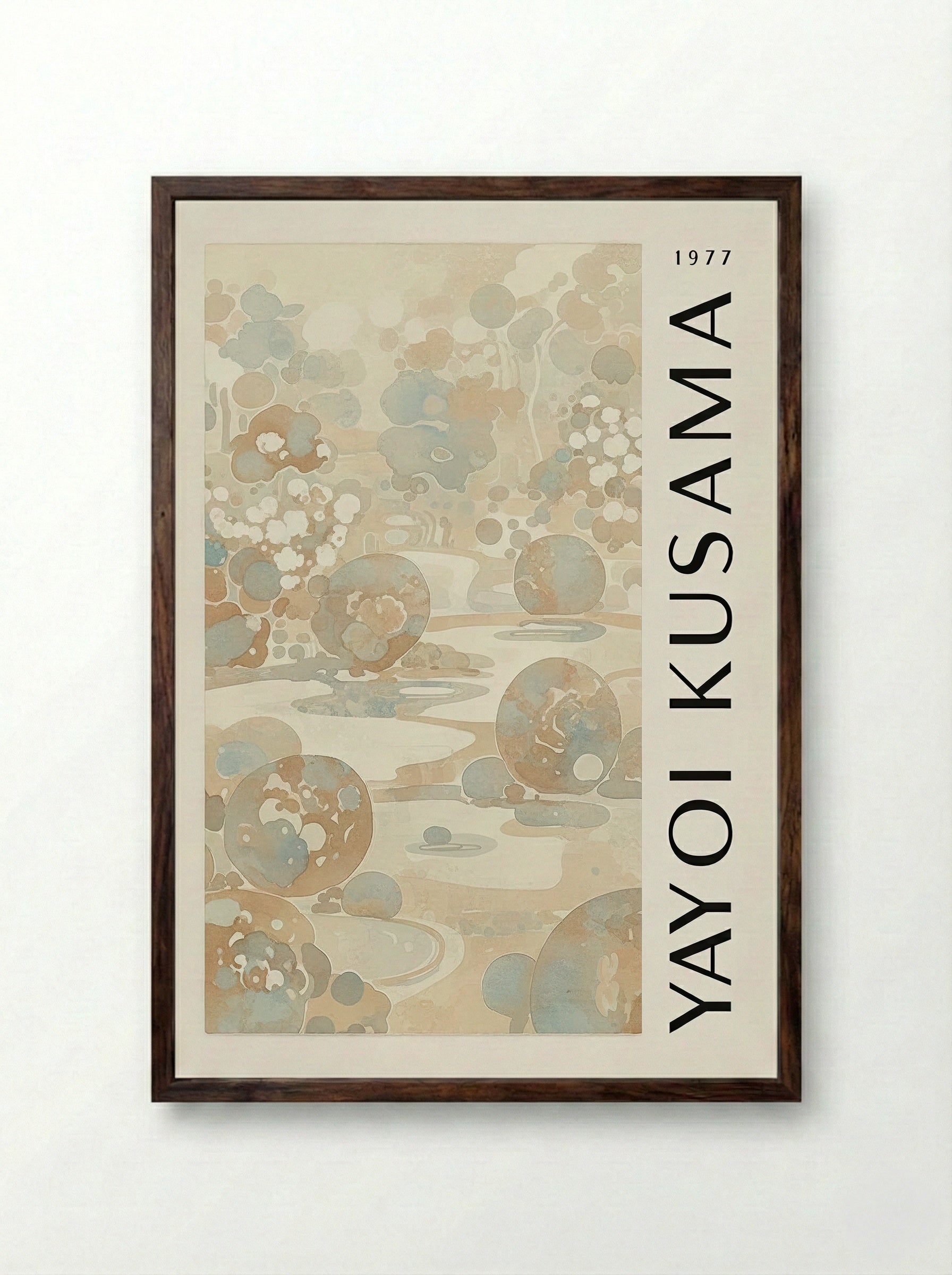 Serene Nature - Yayoi Kusama - Framed Print Dark Wood