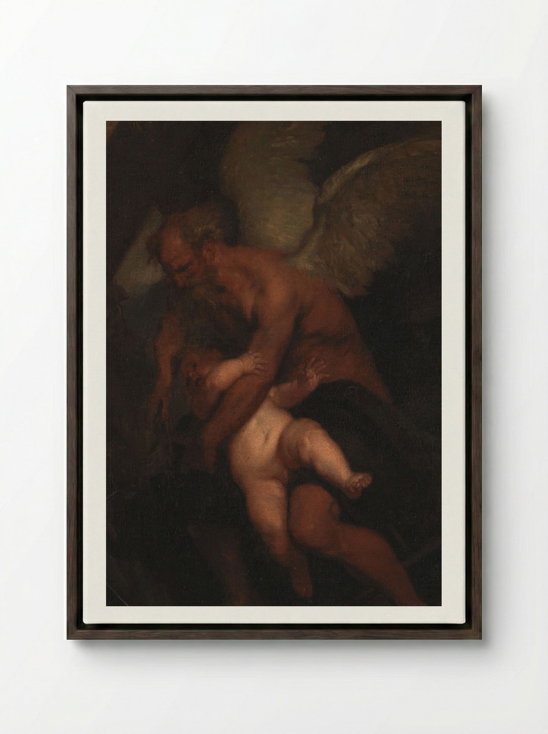 The Time that Clips Cupid's Wings - Caspar Netscher - Framed Canvas Dark Wood