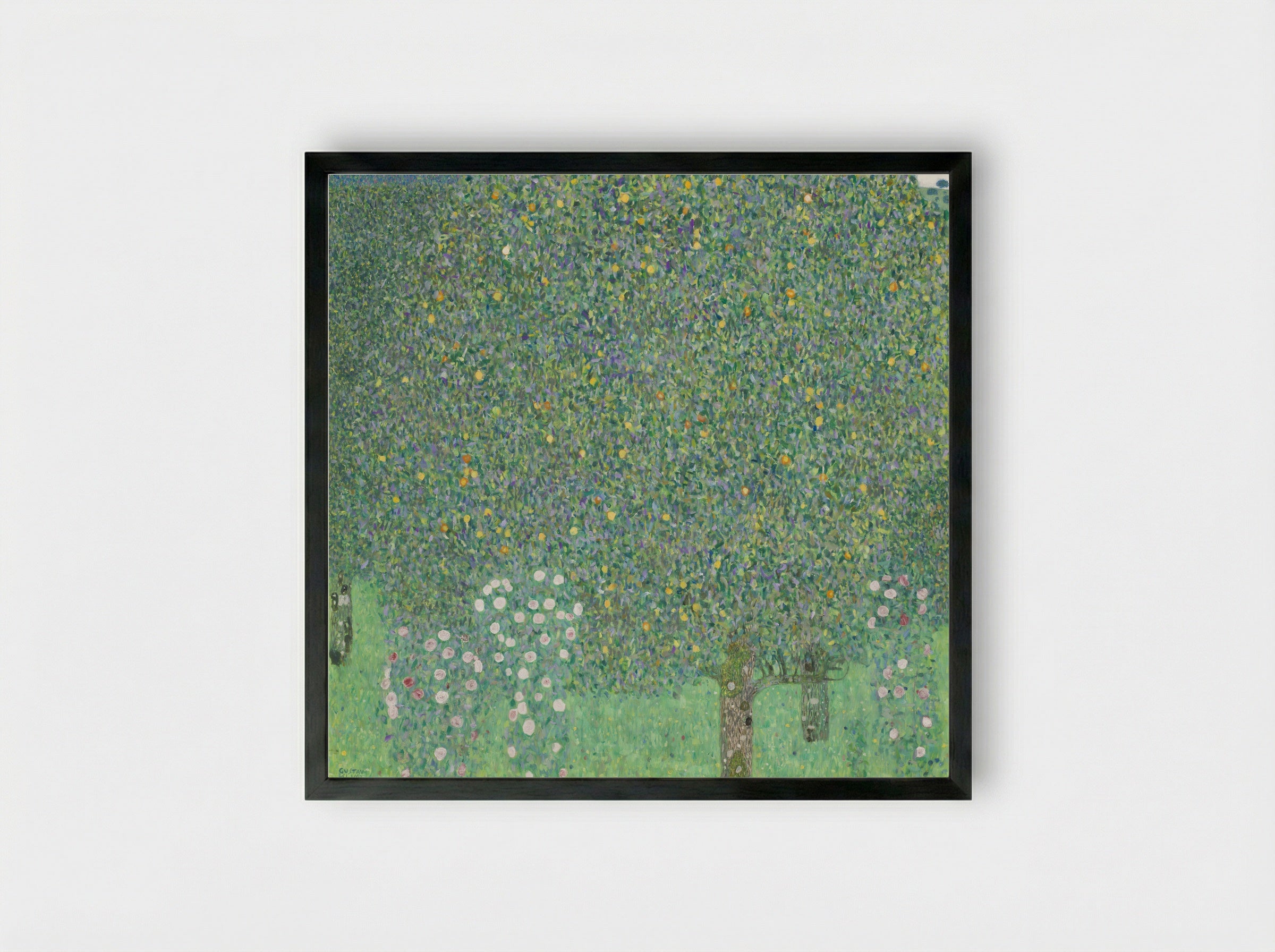 Roses Under the Trees - Gustav Klimt - Framed Print Black