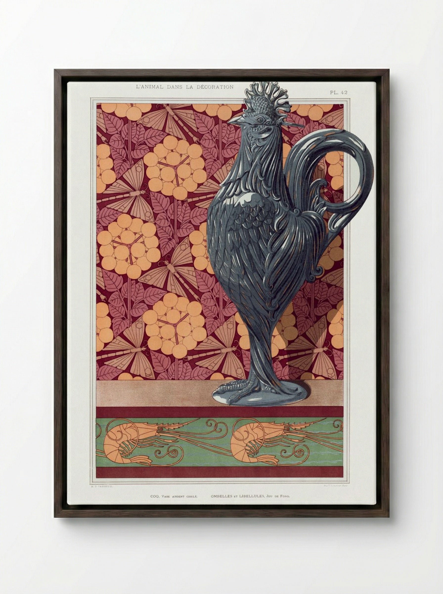 Crevettes, Bordure - Maurice Pillard Verneuil - Framed Canvas Dark Wood