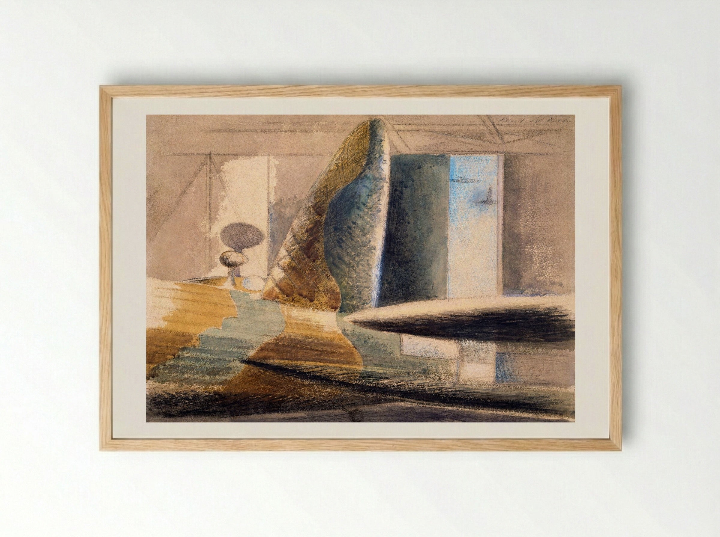 Bomber Lair: Egg and Fin - Paul Nash - Framed Print Wood