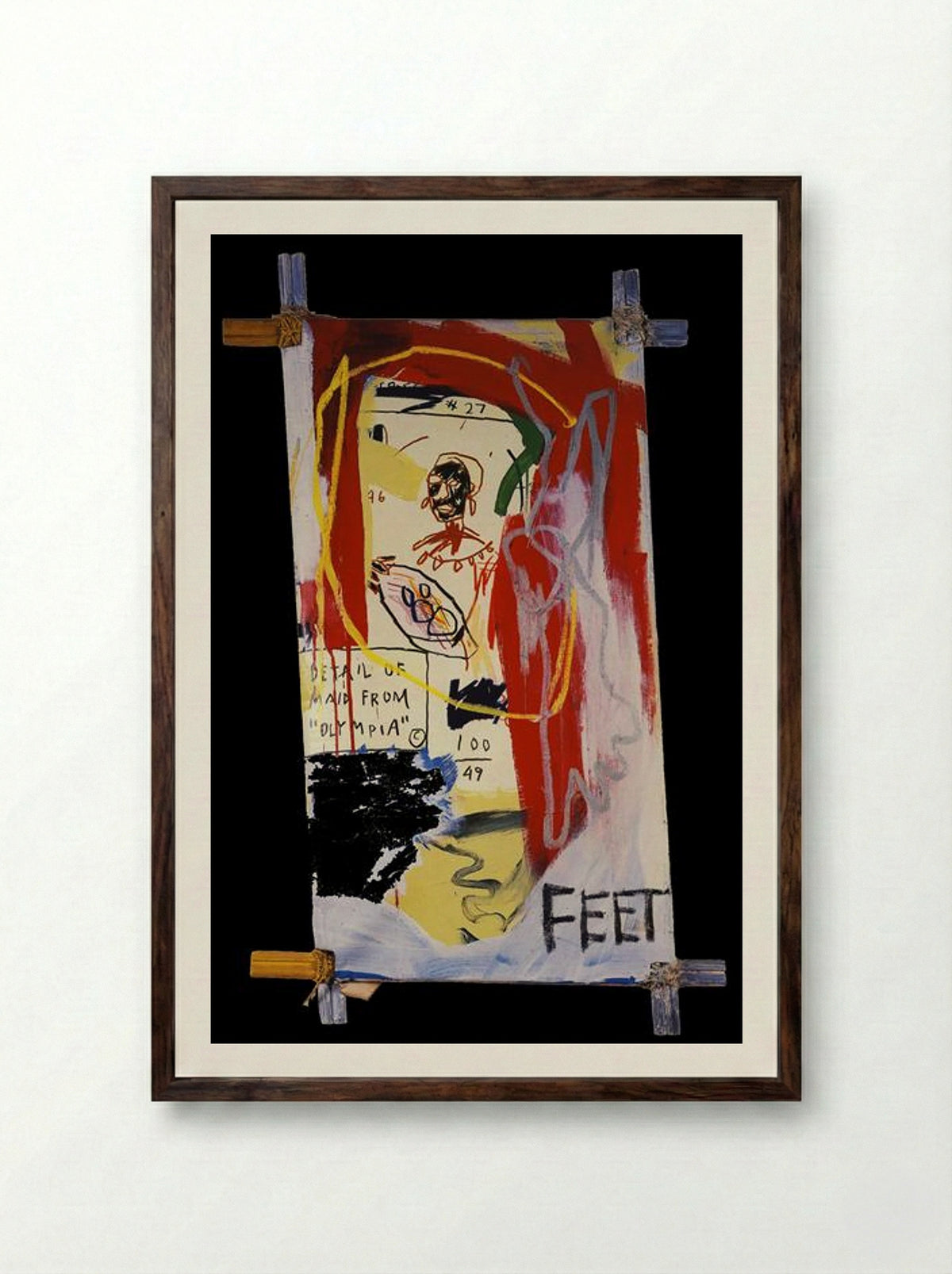 Maid from Olympia - Jean-Michel Basquiat - Framed Print Dark Wood