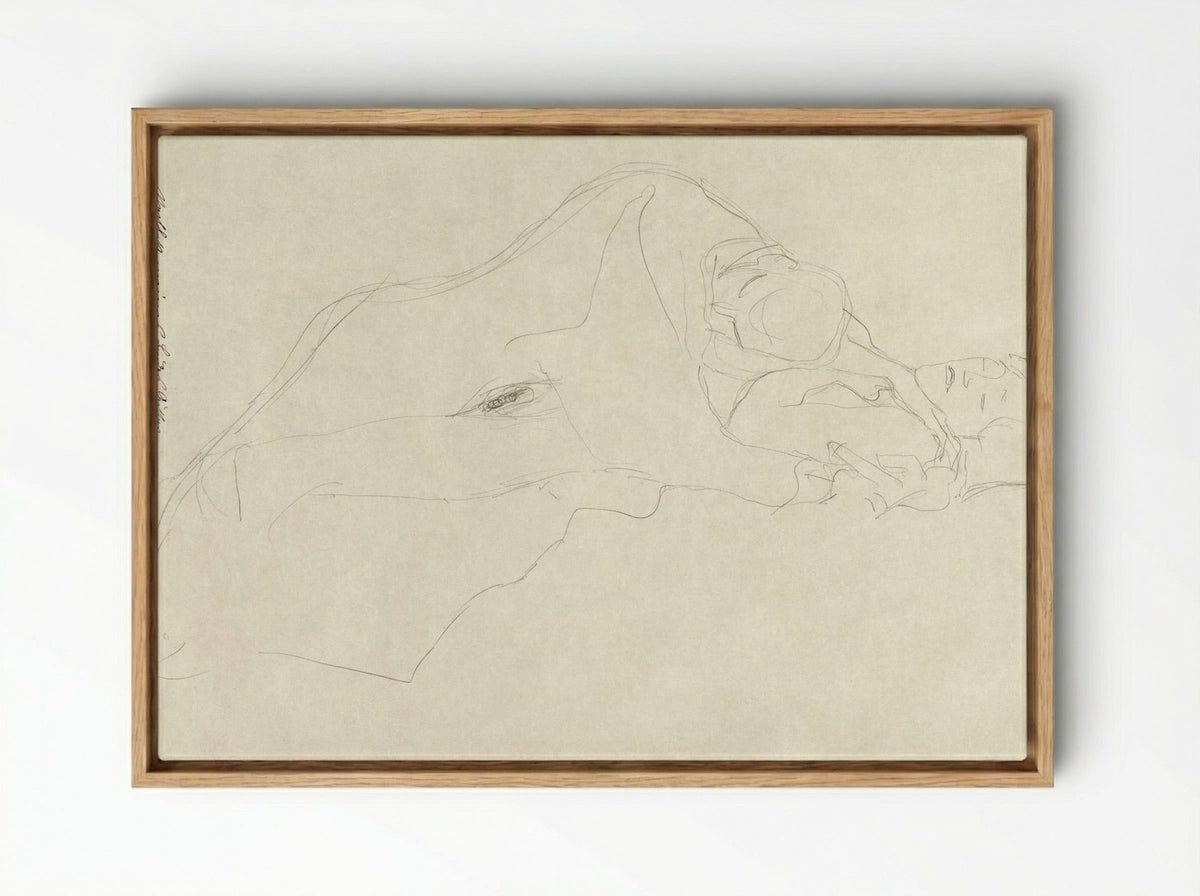 The Lovers - Gustav Klimt - Framed Canvas Wood