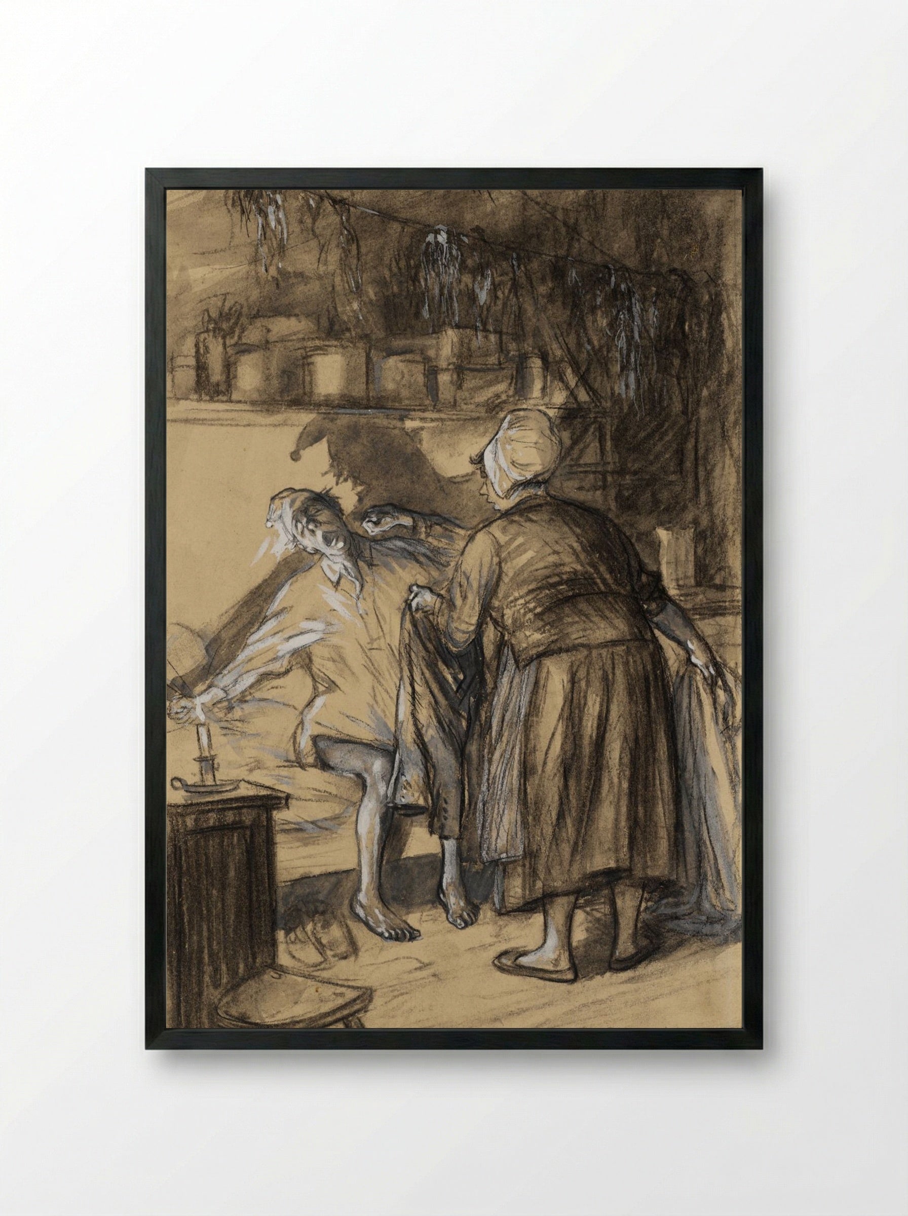 Here Are Your Trousers - William James Glackens - Framed Print Black