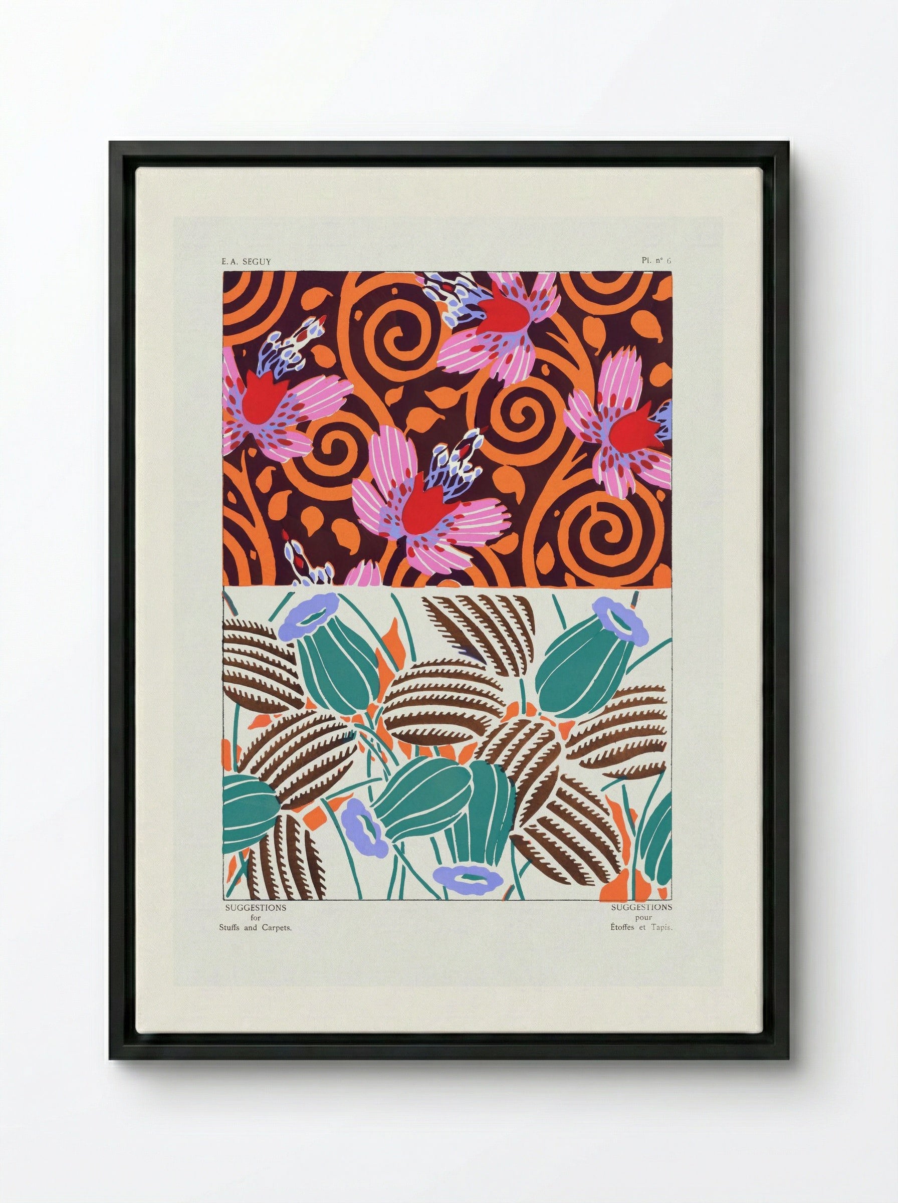Suggestions for Stuffs and Carpets, Plate 11 - Émile-Allain Séguy - Framed Canvas Black