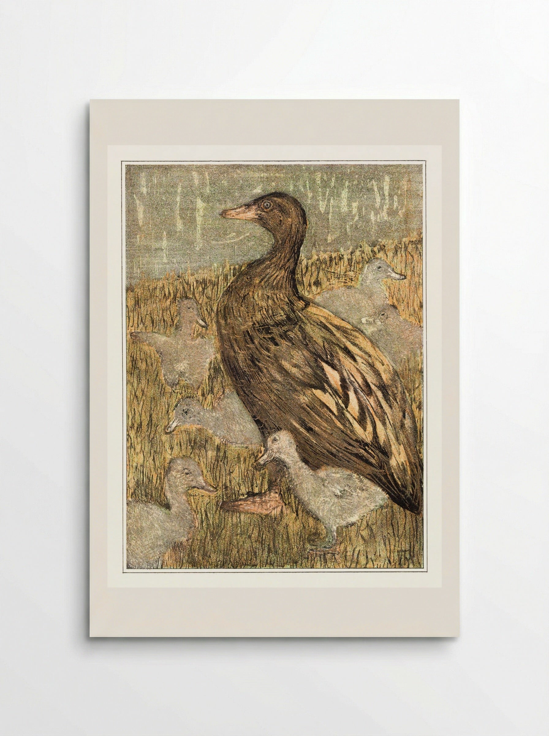 Duck with Ducklings by the Waterside - Theo van Hoytema - Poster