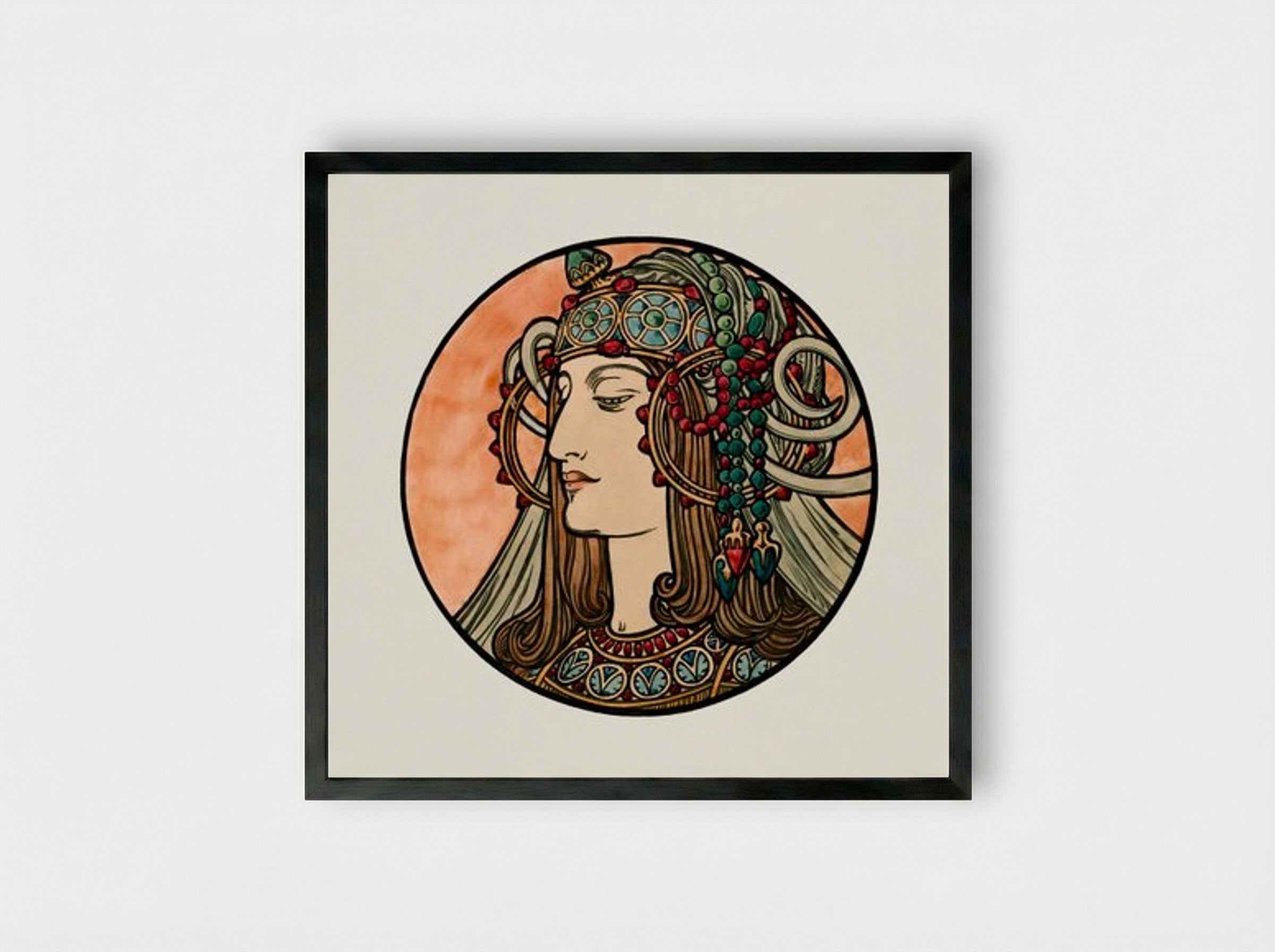 Stained Glass Window Design for Fouquet Boutique - Alphonse Mucha - Framed Print Black