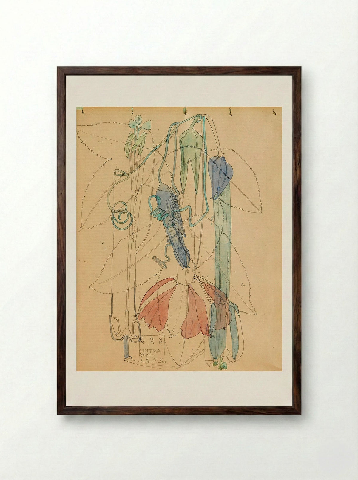 Cintra, June 1908 - Charles Rennie Mackintosh - Framed Print Dark Wood