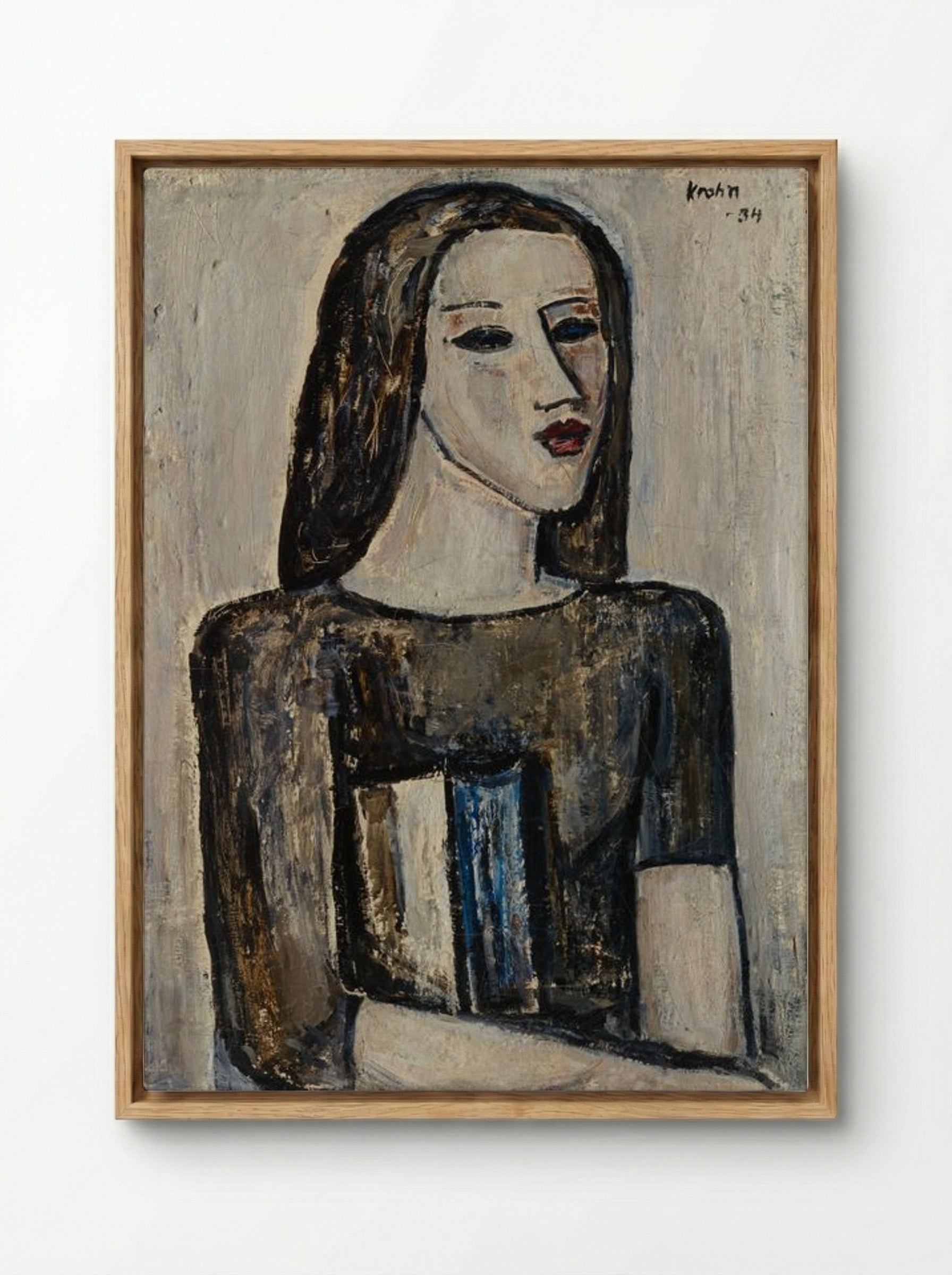 Schoolgirl - Ernst Krohn - Framed Canvas Wood