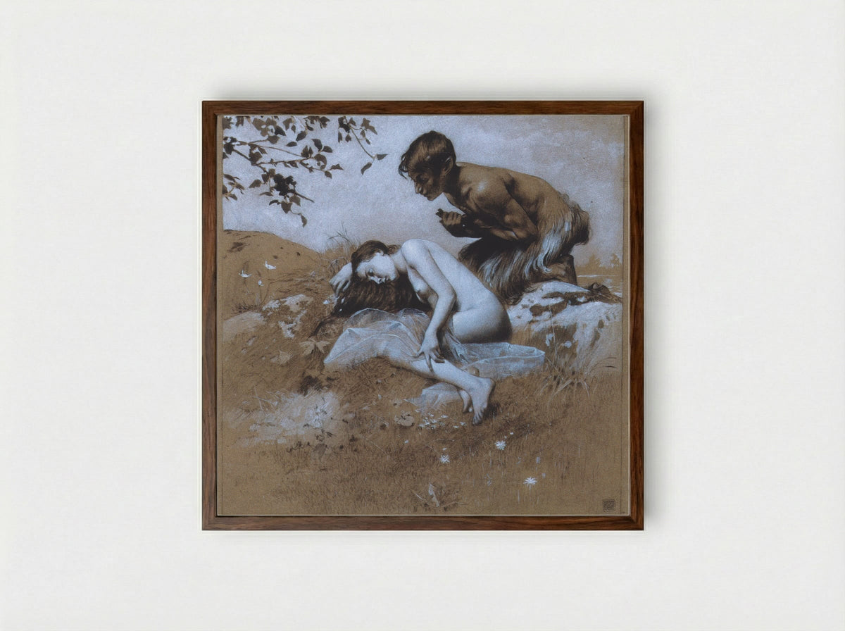 Reproduction template for the leaf for Gerlach's love allegories, New Series, Plate 35 - Koloman Moser - Framed Print Dark Wood