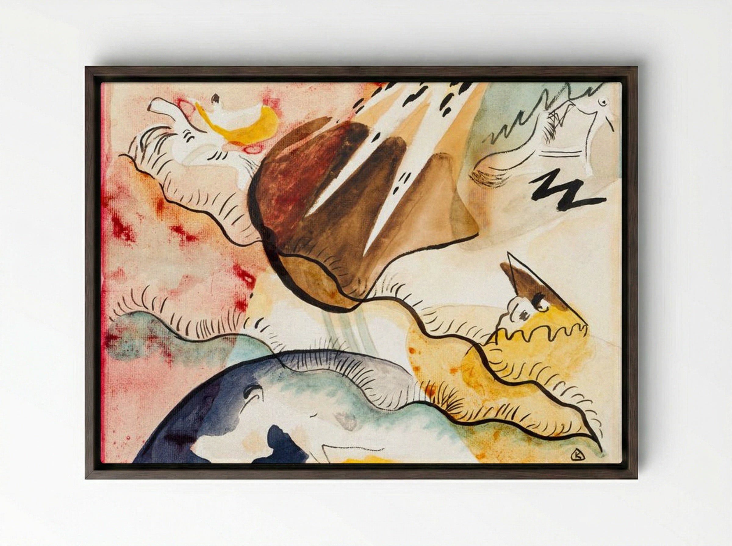Rain Landscape - Wassily Kandinsky - Framed Canvas Dark Wood