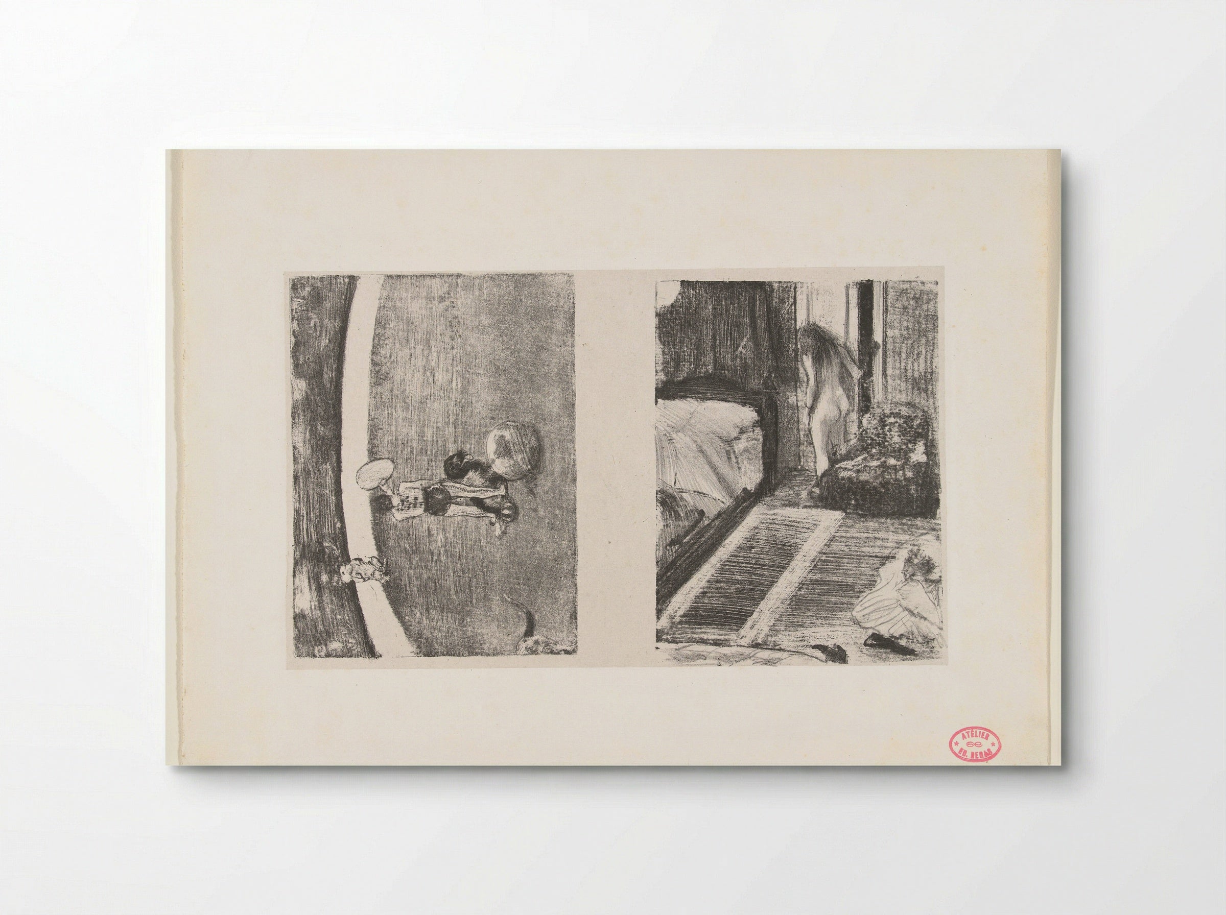 Piste van circus Fernando en naakte vrouw bij deur in haar kamer - Edgar Degas - Poster