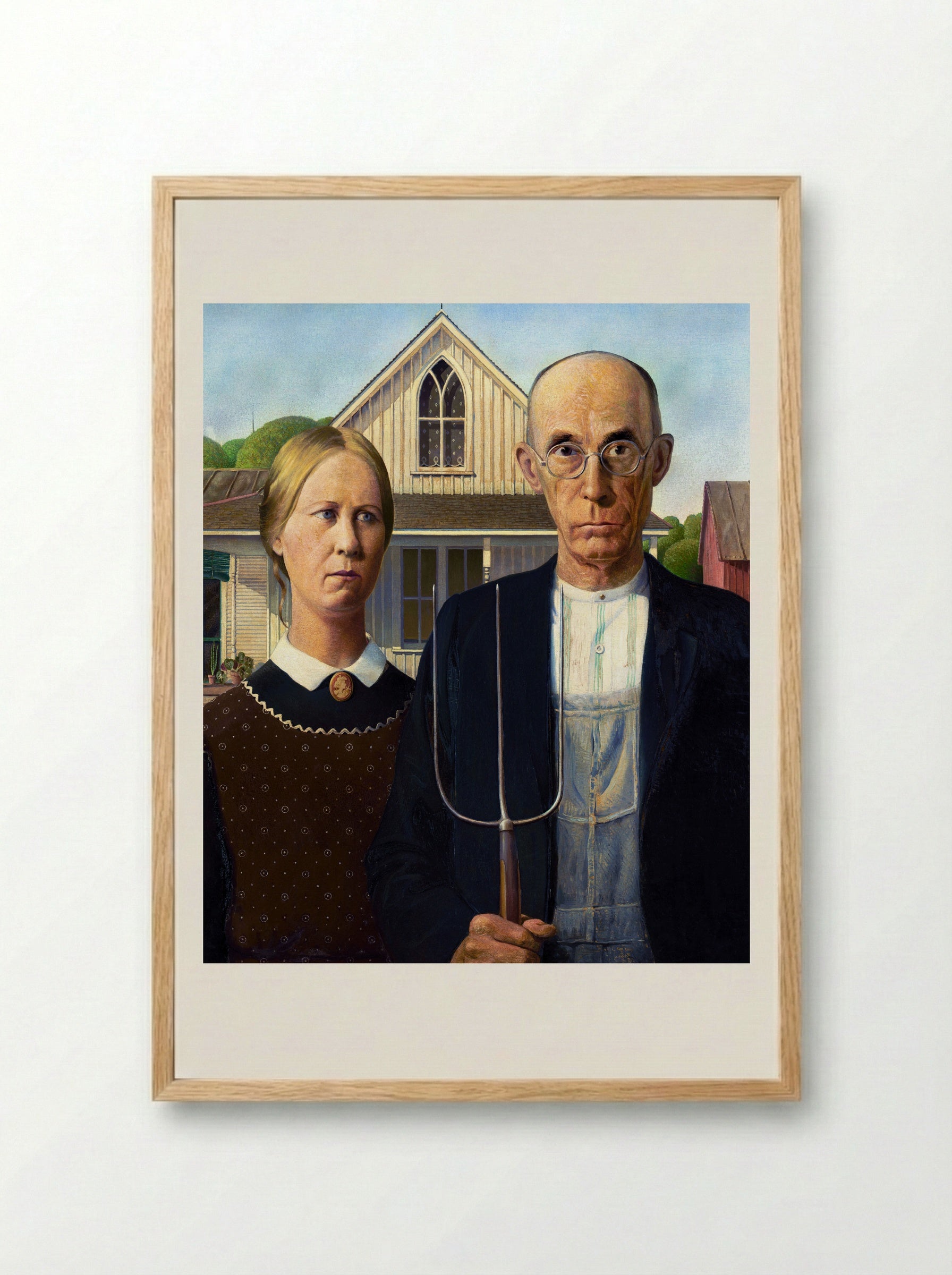 American Gothic - Grant Wood - Framed Print Wood