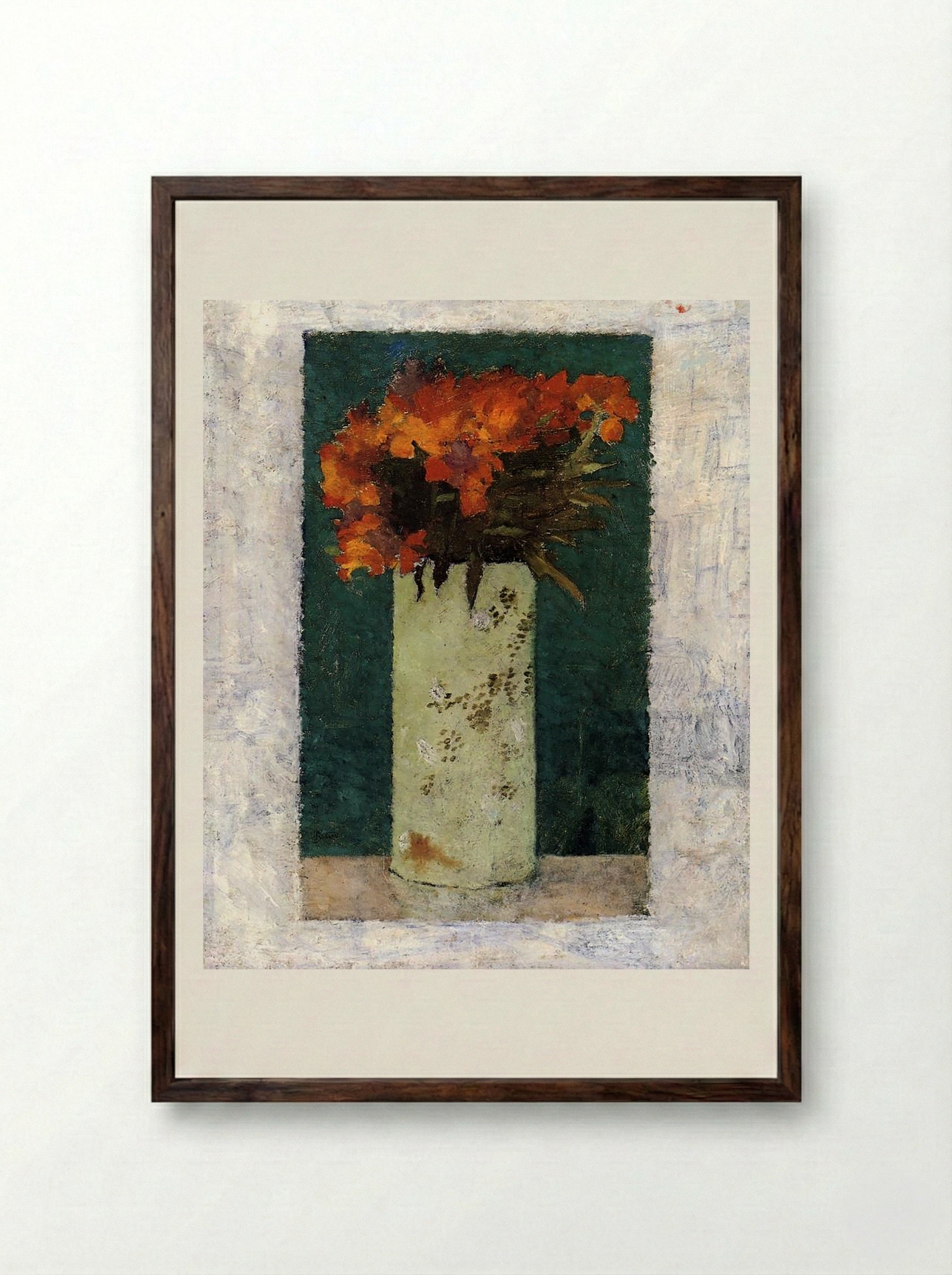 Pot of Flowers - Odilon Redon - Framed Print Dark Wood