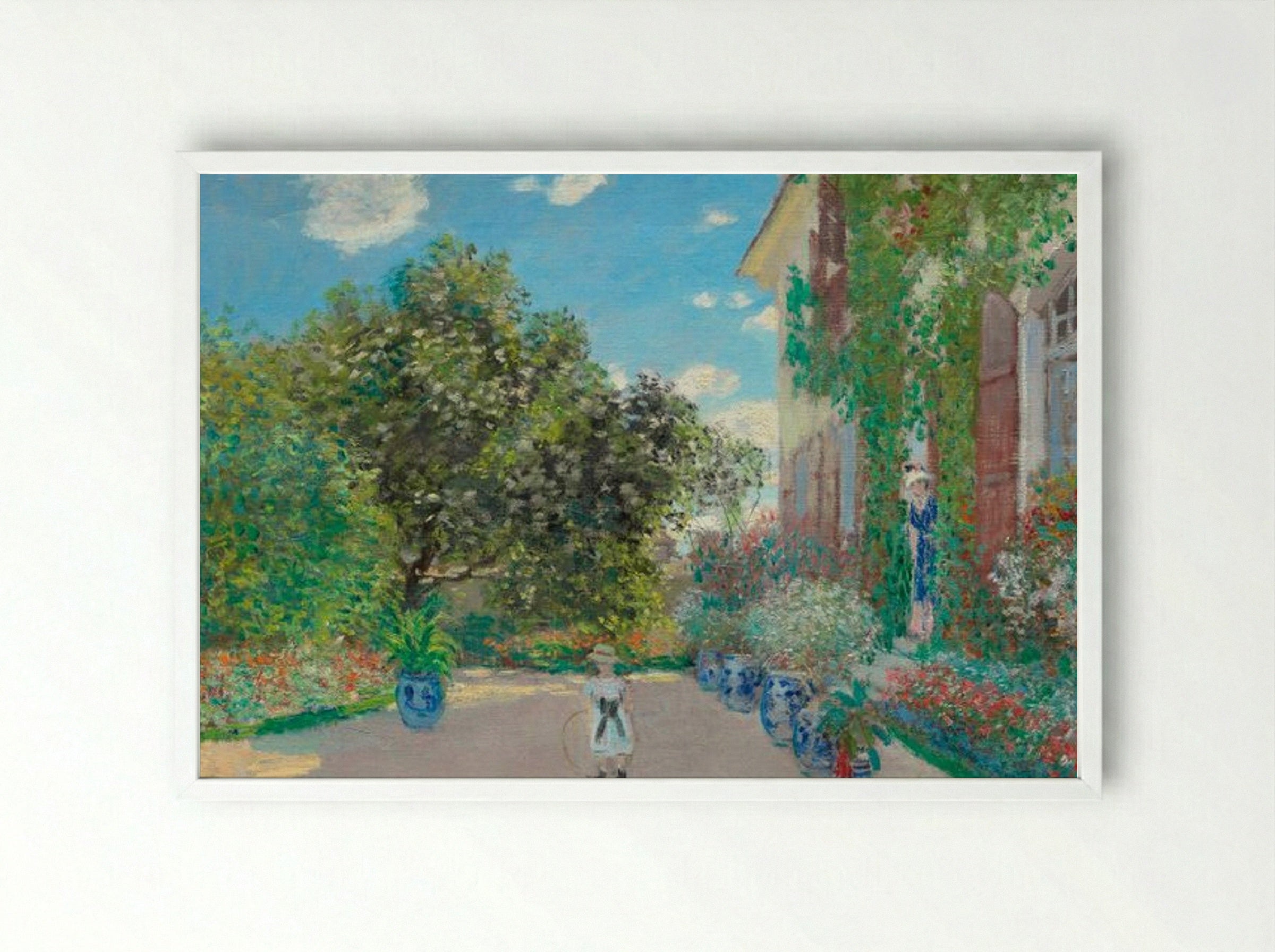 The Artist's House at Argenteuil - Claude Monet - Framed Print White
