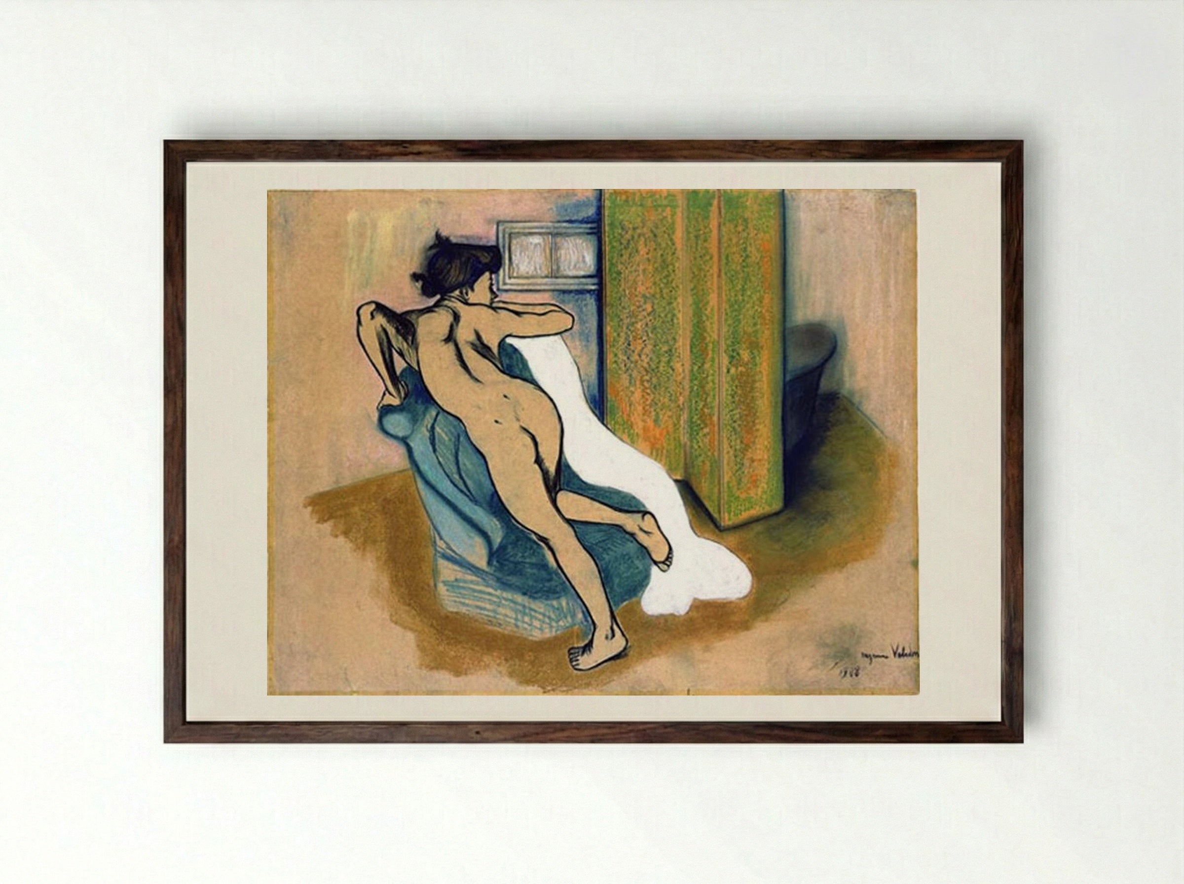 After the Bath - Suzanne Valadon - Framed Print Dark Wood