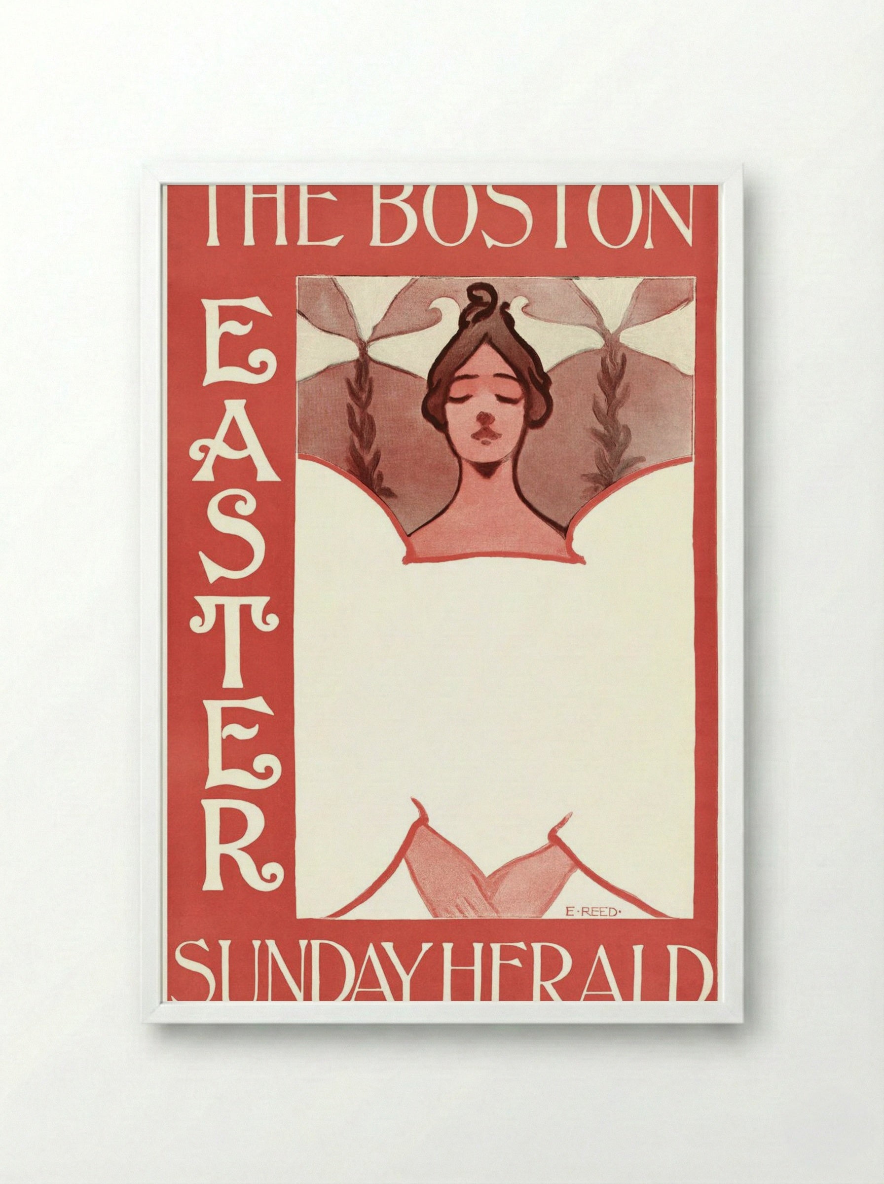 The Boston Easter Sunday Herald - Ethel Reed - Framed Print White