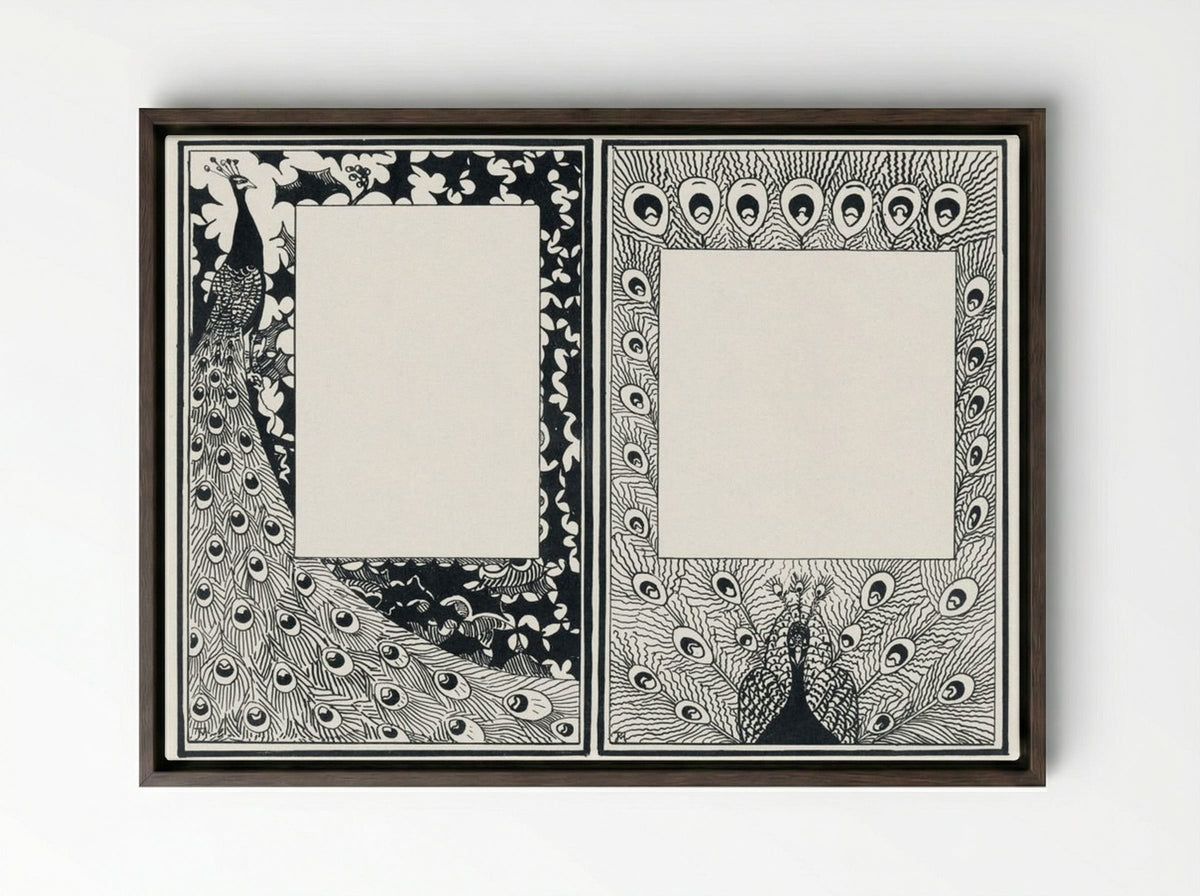 Design for Announcement and Order Card with Peacocks - Jan Toorop - Framed Canvas Dark Wood