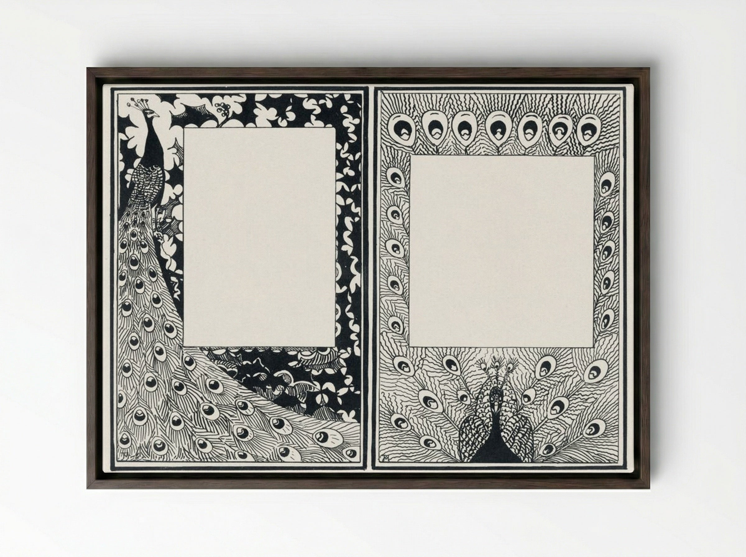 Design for Announcement and Order Card with Peacocks - Jan Toorop - Framed Canvas Dark Wood