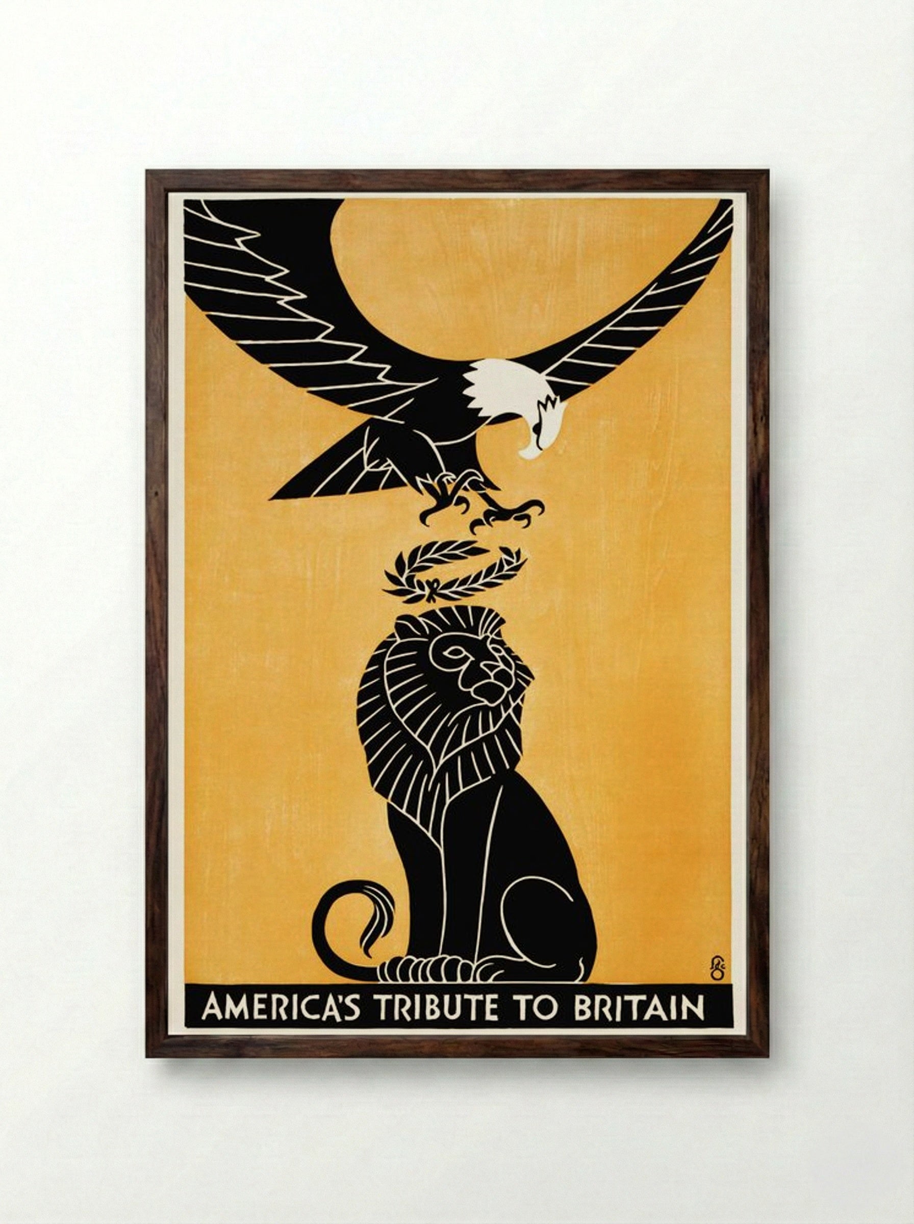 America's Tribute to Britain - Fred G. Cooper - Framed Print Dark Wood