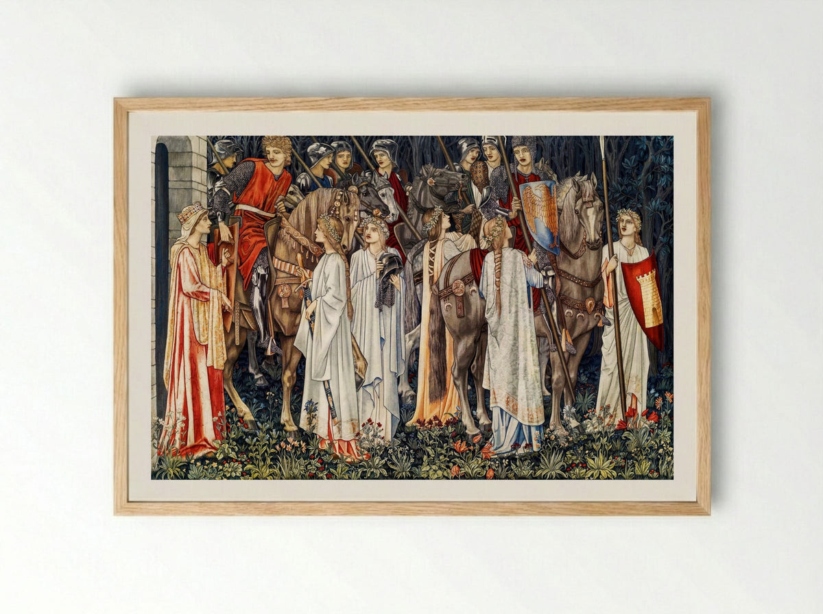 The Arming and Departure of the Knights - William Morris - Framed Print Wood