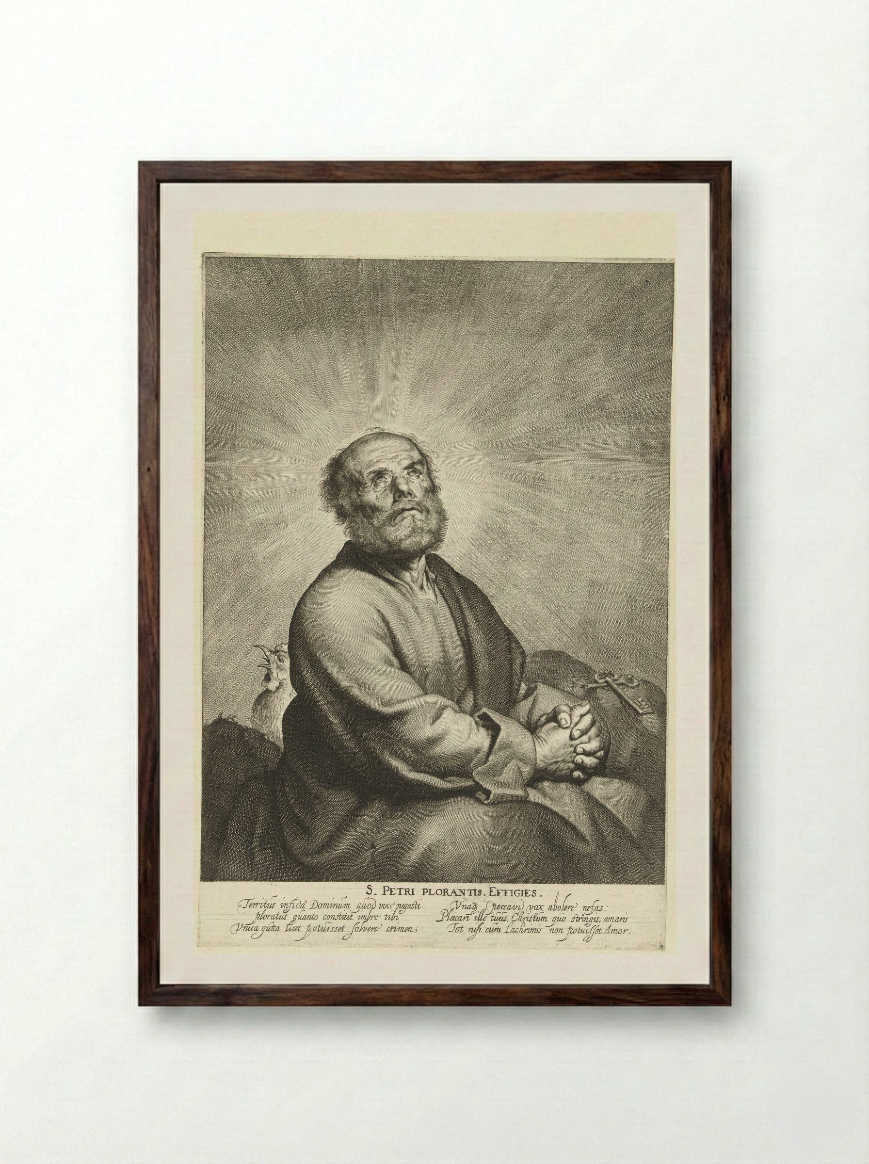 Heilige Petrus (Saint Peter Weeping) - Pieter de Grebber - Framed Print Dark Wood