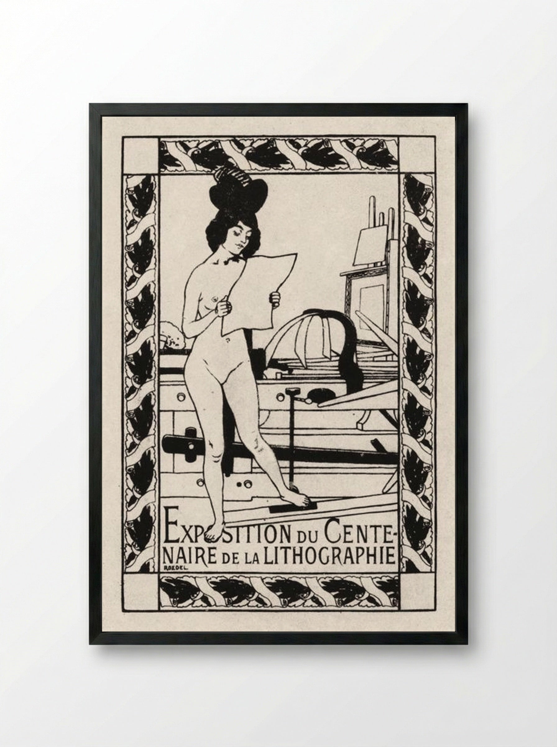 Exposition du Centenaire de la Lithographie - Auguste Roedel - Framed Print Black