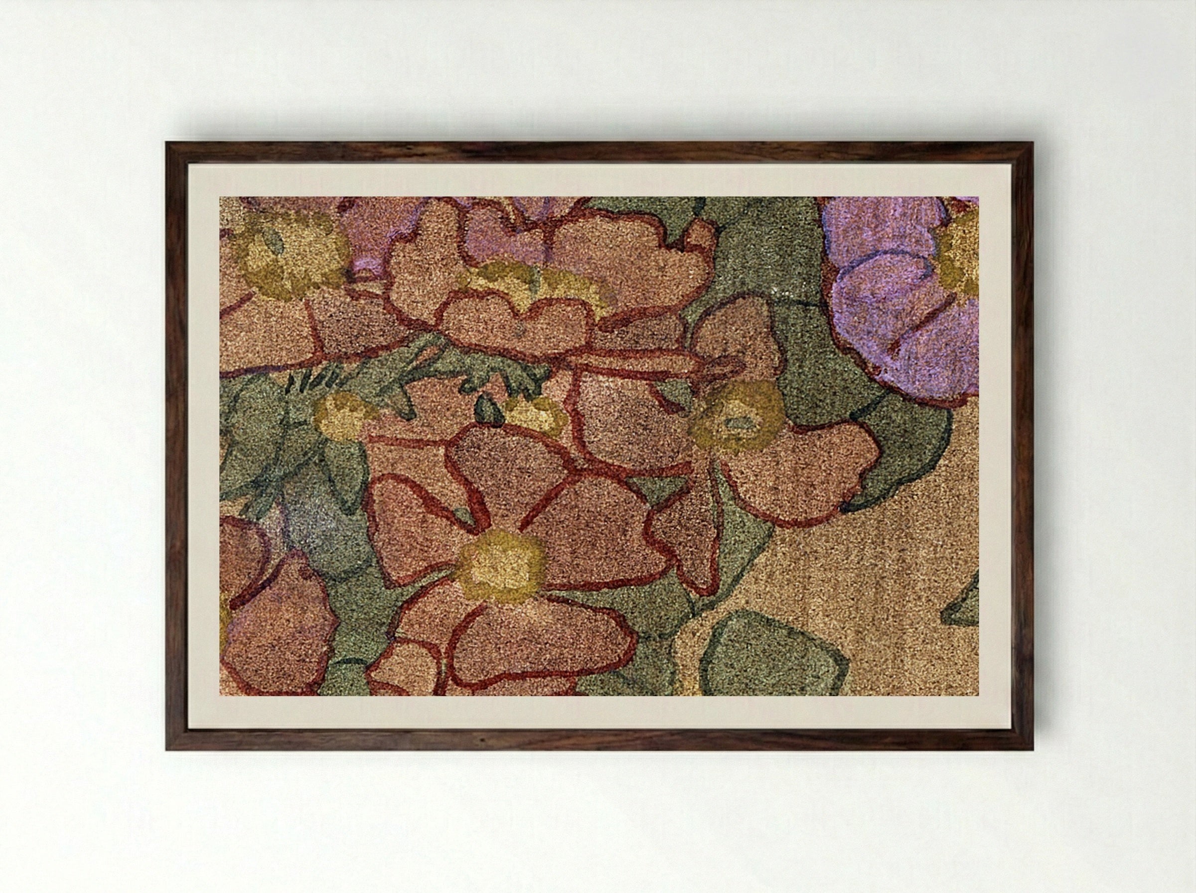 Pink Roses on Terracotta Color Ground (1915) - Hannah Borger Overbeck - Framed Print Dark Wood