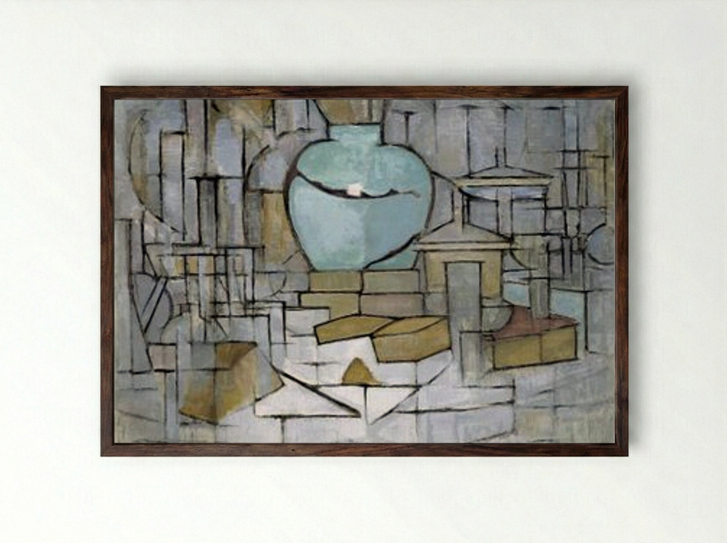 Still Life with Ginger Pot II - Piet Mondrian - Framed Print Dark Wood