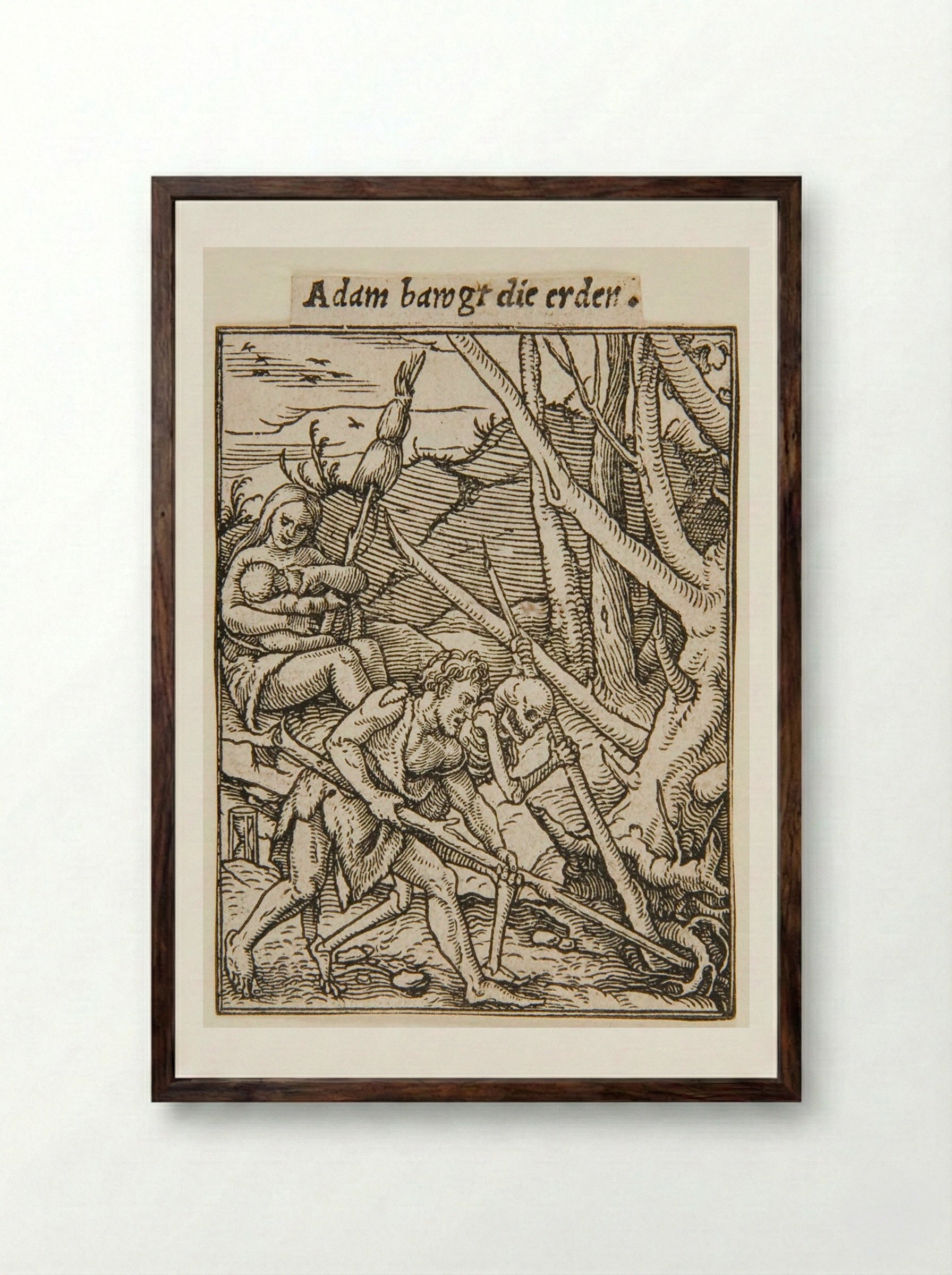 Adam Cultivating the Earth - Hans Holbein the Younger - Framed Print Dark Wood