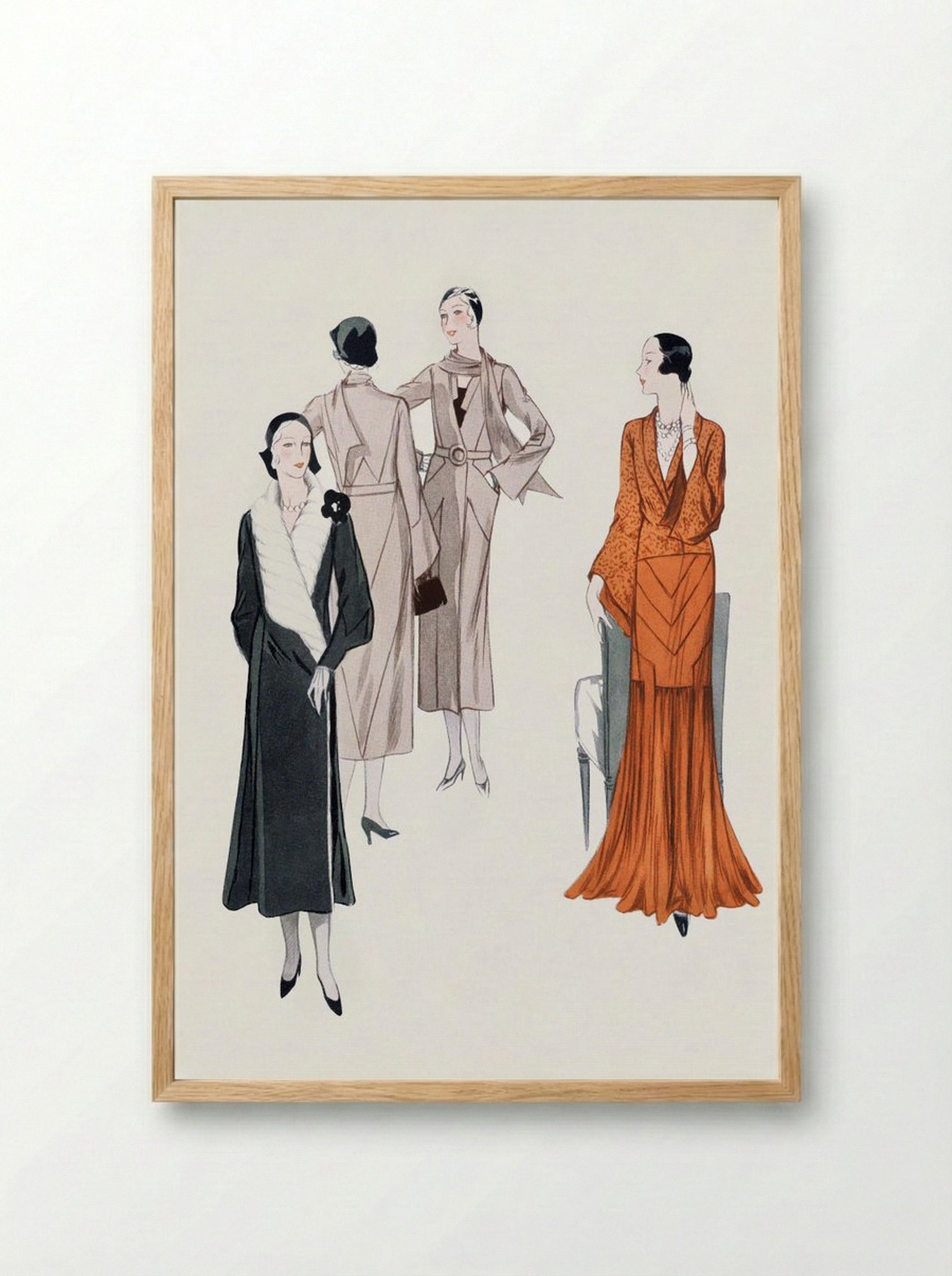 Dresses with Shawl Collars - Paul Brion - Framed Print Wood