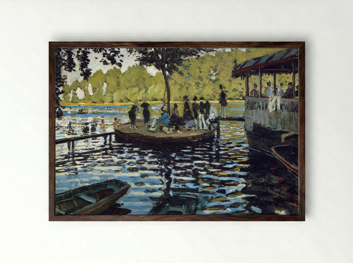 La Grenouillère - Claude Monet - Framed Print Dark Wood
