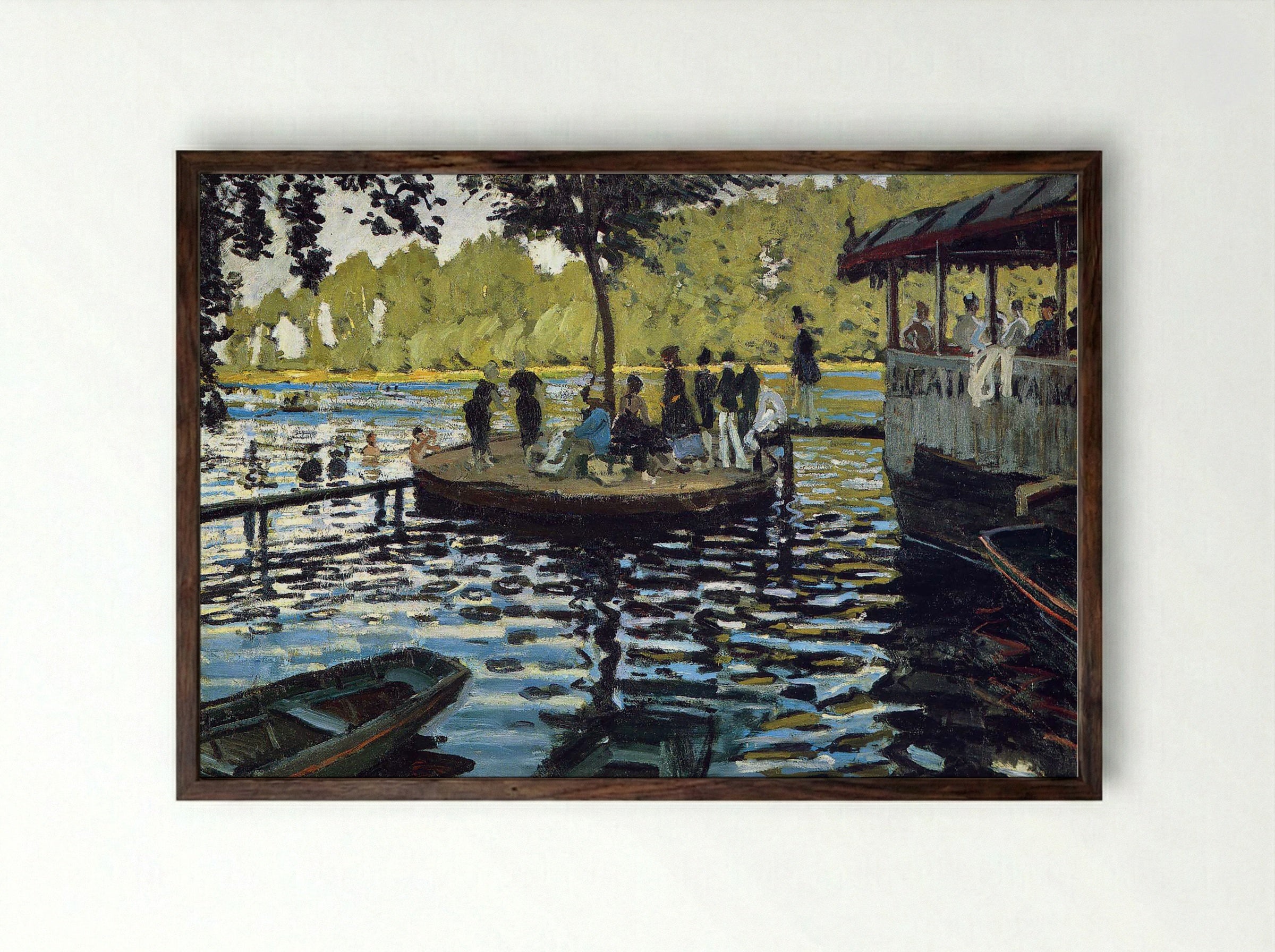 La Grenouillère - Claude Monet - Framed Print Dark Wood