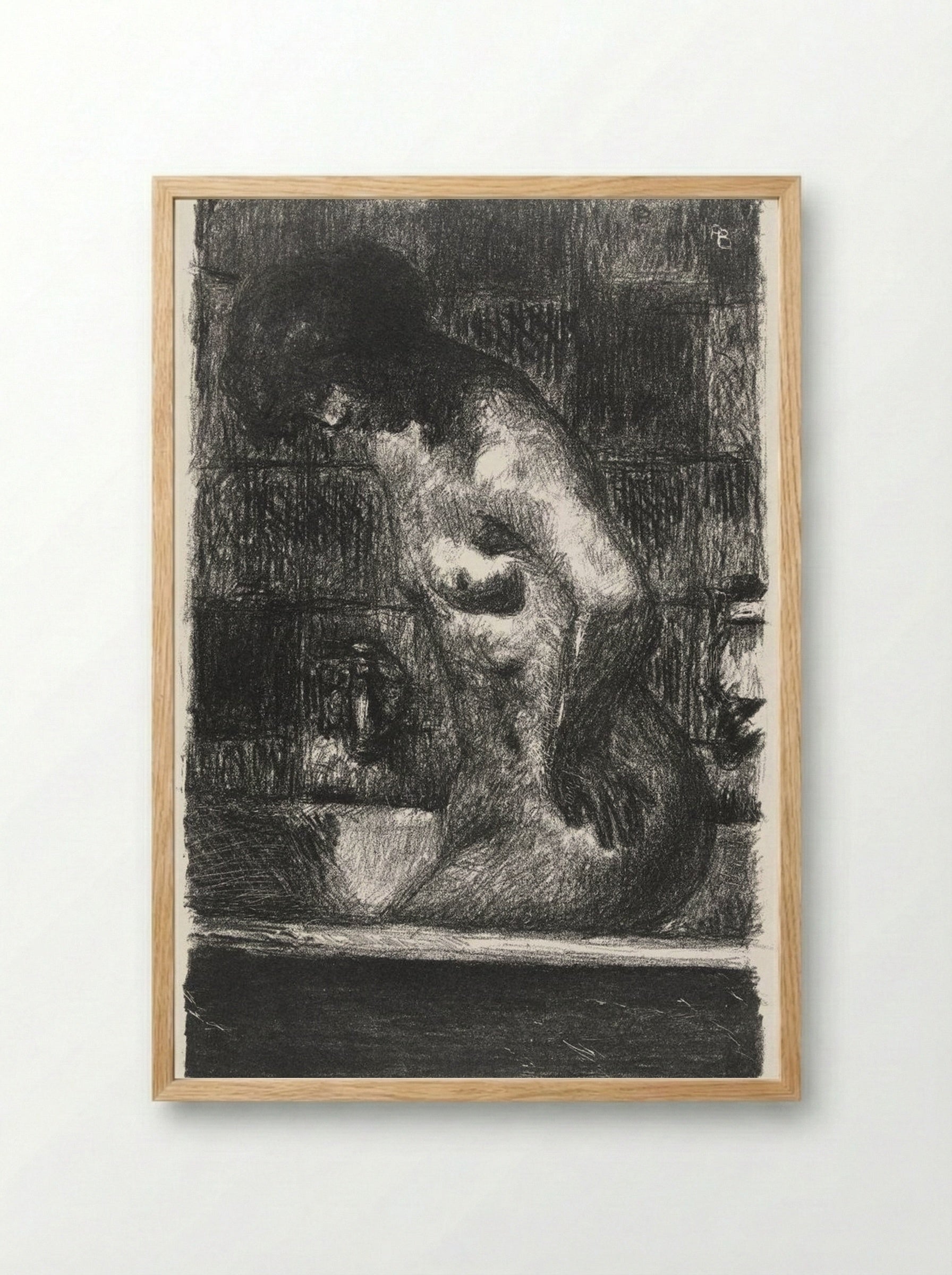 Woman Standing in Her Bathtub - Pierre Bonnard - Framed Print Wood