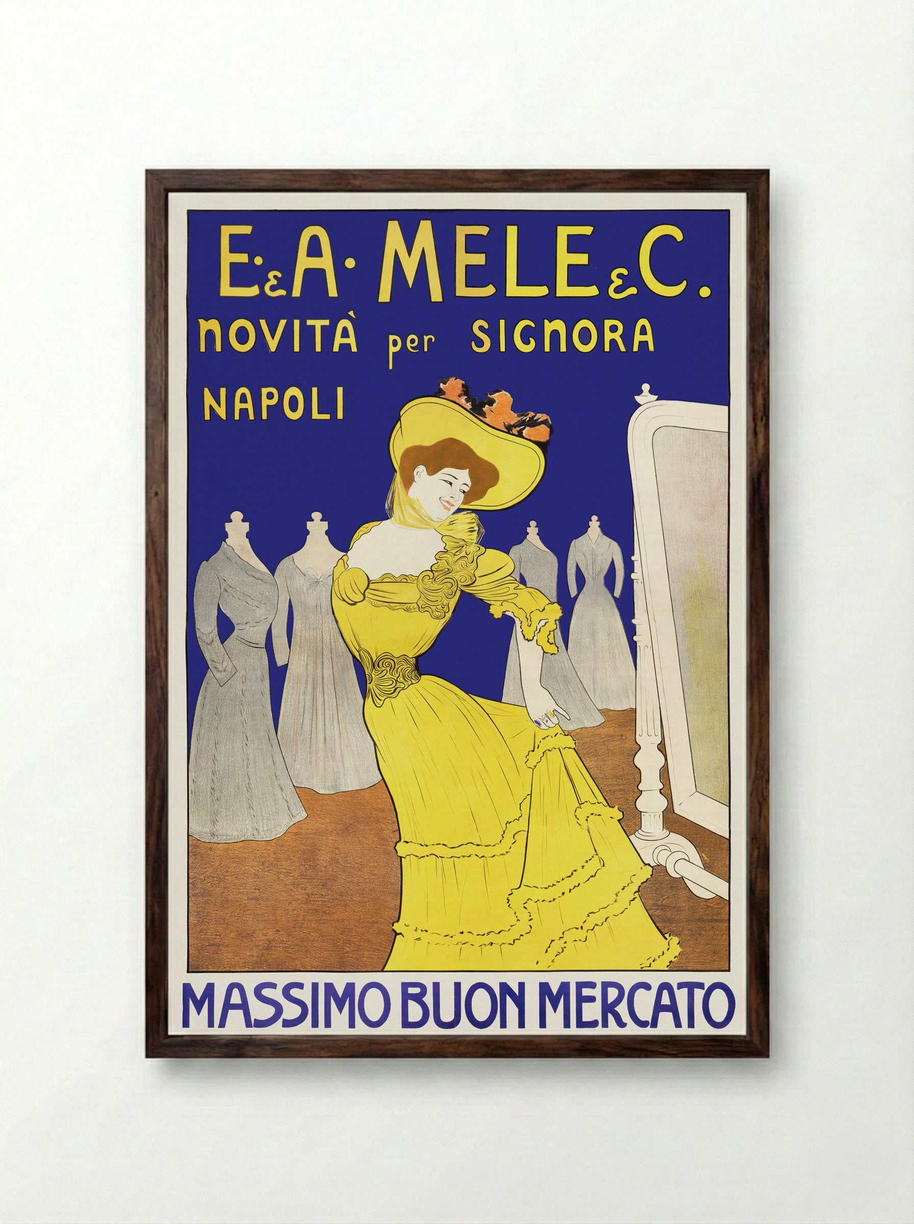 E. & A. Mele & C. - Novita per Signora - Leonetto Cappiello - Framed Print Dark Wood
