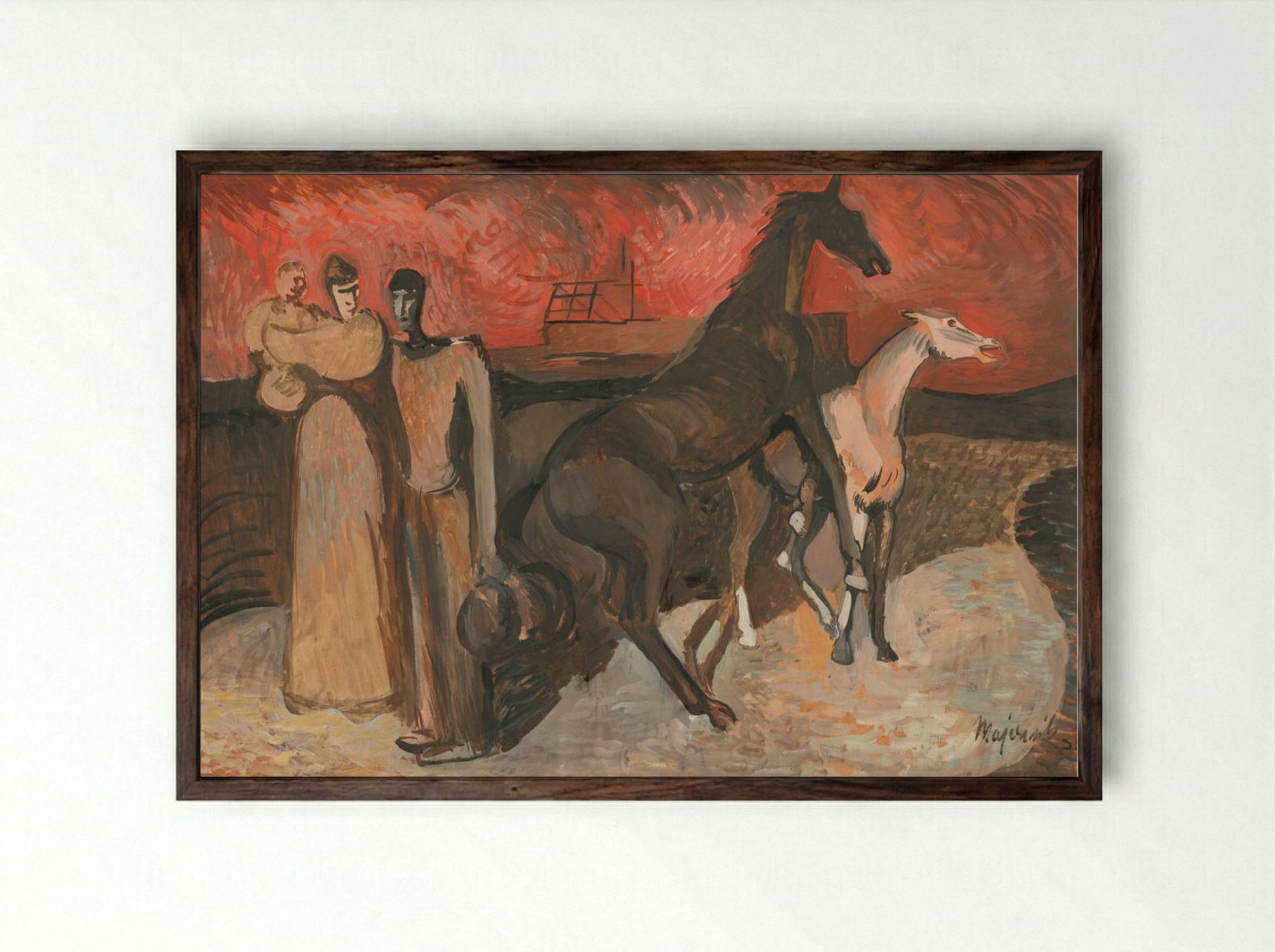 Fire - Refugees - Cyprián Majerník - Framed Print Dark Wood