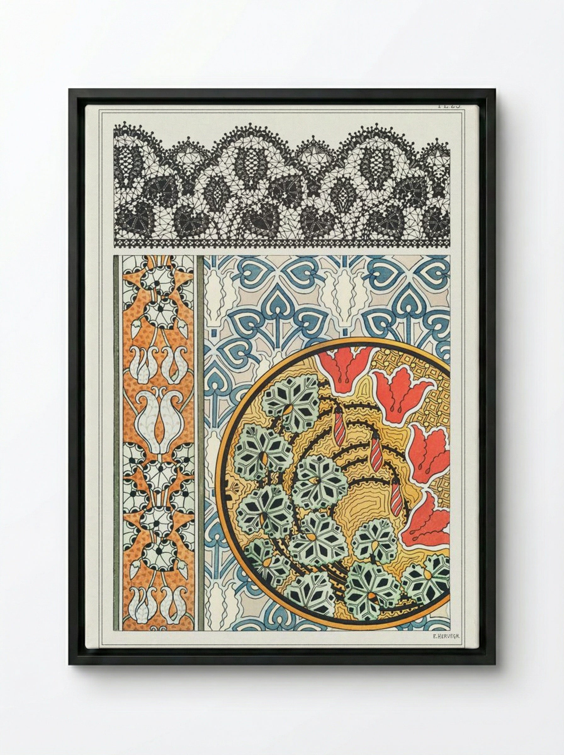 Cyclamen, Plate 23 from La Plante et ses Applications ornementales - Maurice Pillard Verneuil - Framed Canvas Black