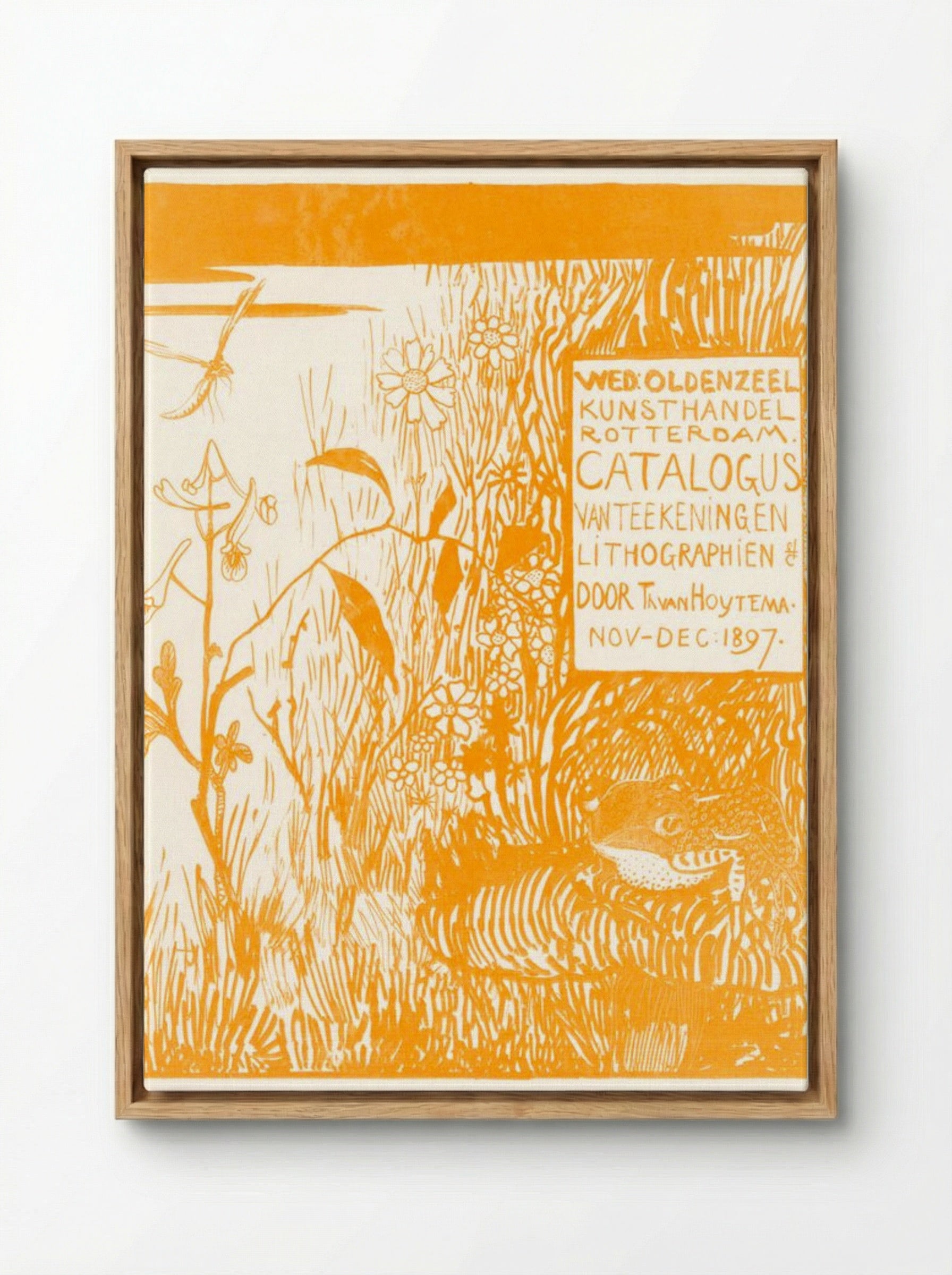 Catalogus Omslag met Pad en Libelle (Catalogue Cover with Frog and Dragonfly) - Theo van Hoytema - Framed Canvas Wood