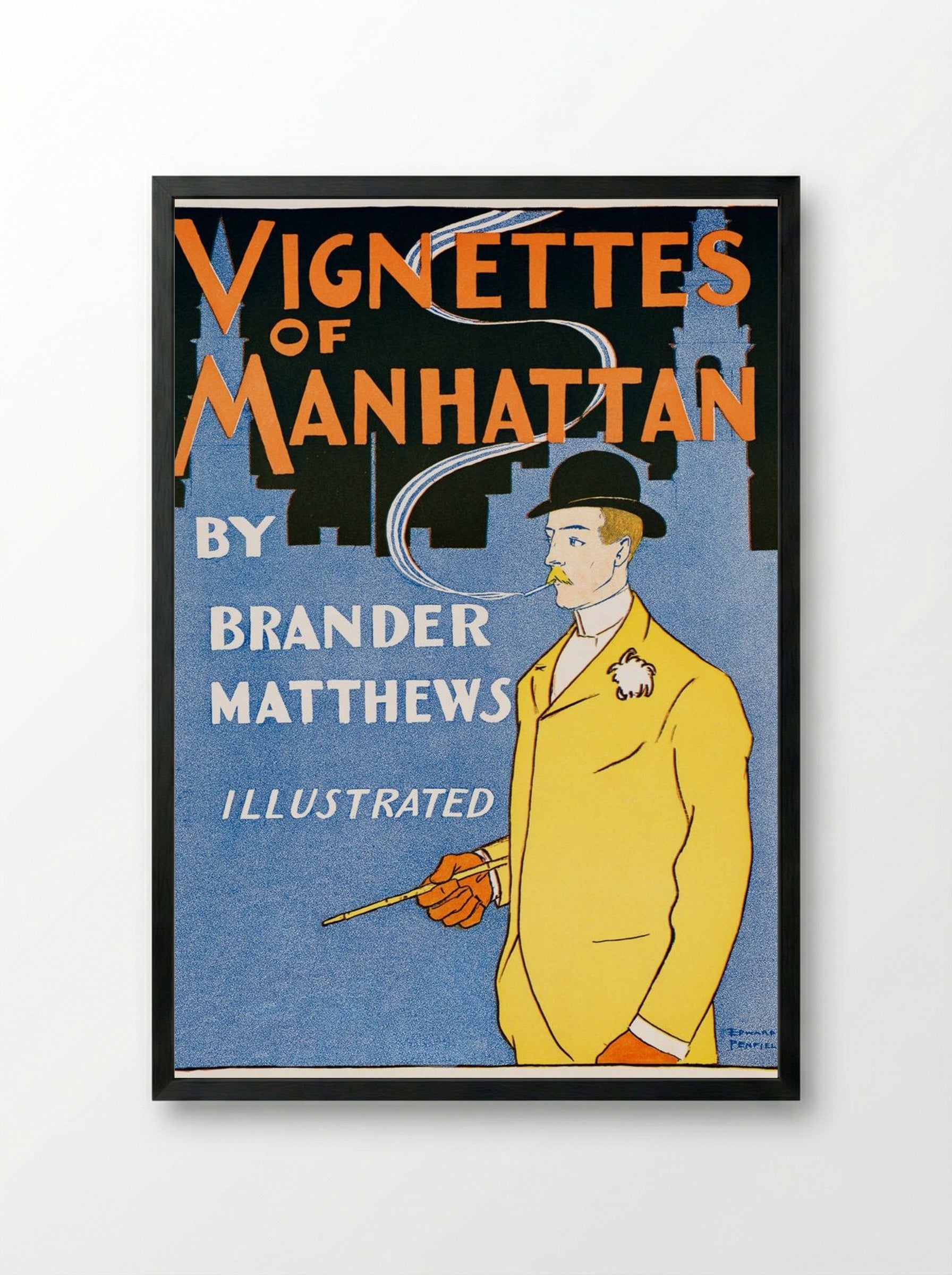 Vignettes of Manhattan - Edward Penfield - Framed Print Black