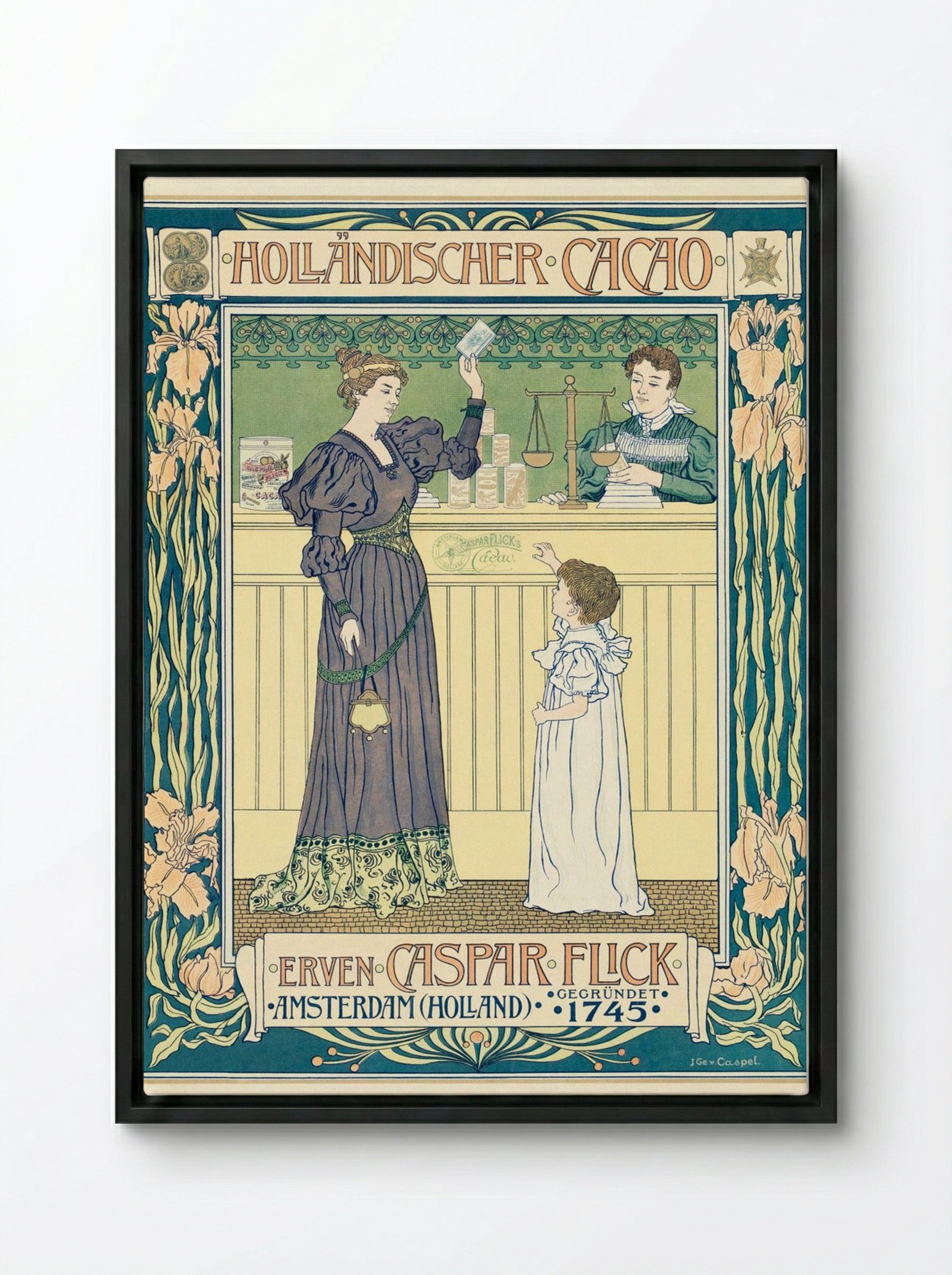 Holländischer Cacao - Johann Georg van Caspel - Framed Canvas Black